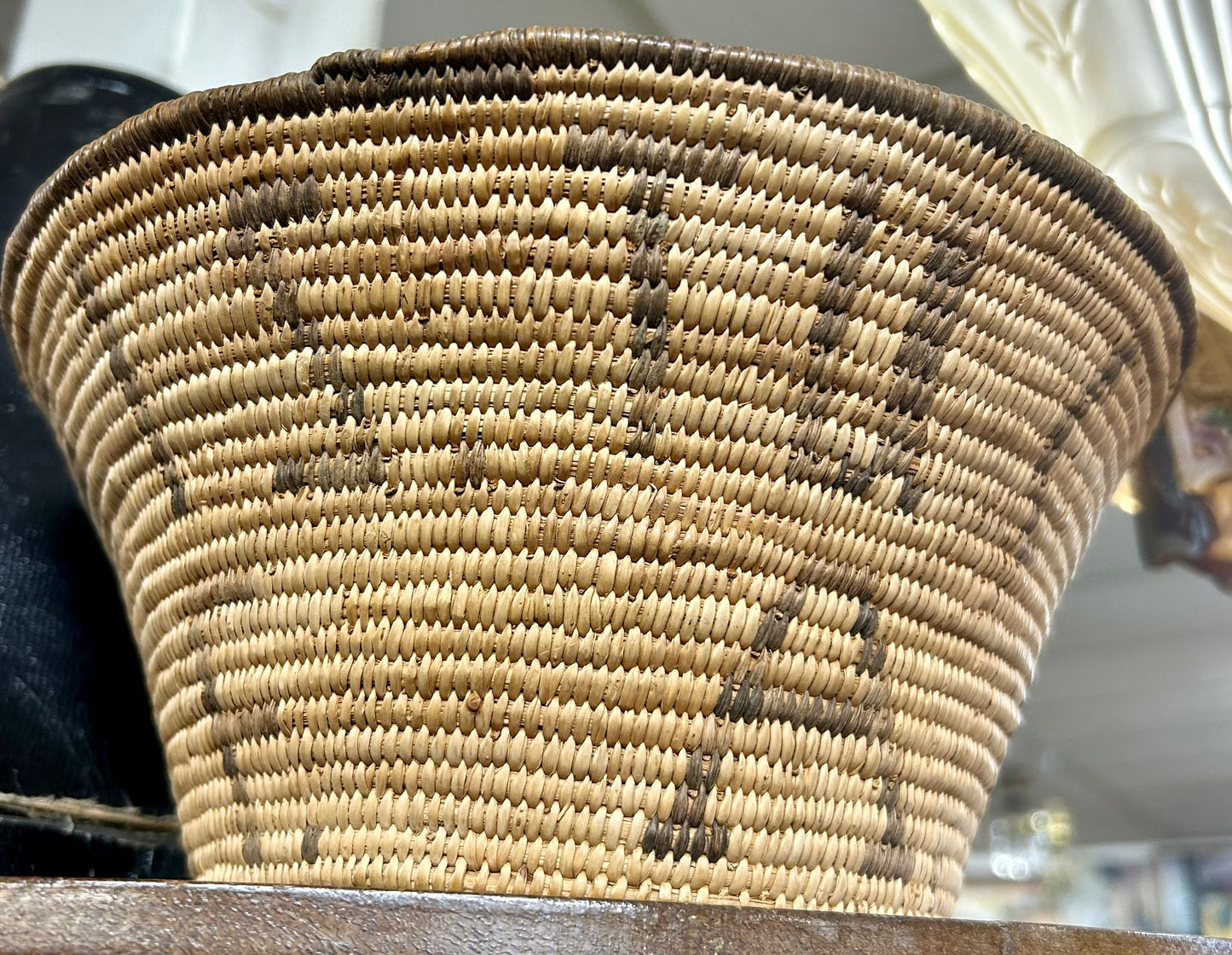 EARLY 1900'S NATIVE AMERICAN PIMA BASKET WITH WORDING DESIGN