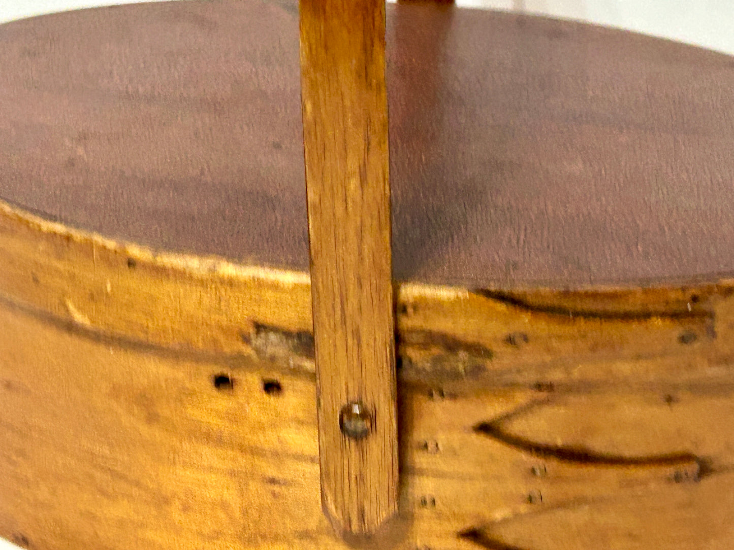 SHAKER ANTIQUE FOUR FINGER LAP HANDLED SEWING BOX