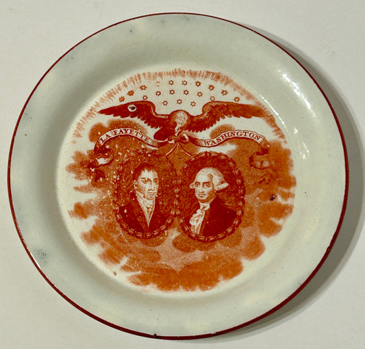 LAFAYETTE & GEORGE WASHINGTON TRANSFER PORTRAITS ON EARLY CUP PLATE