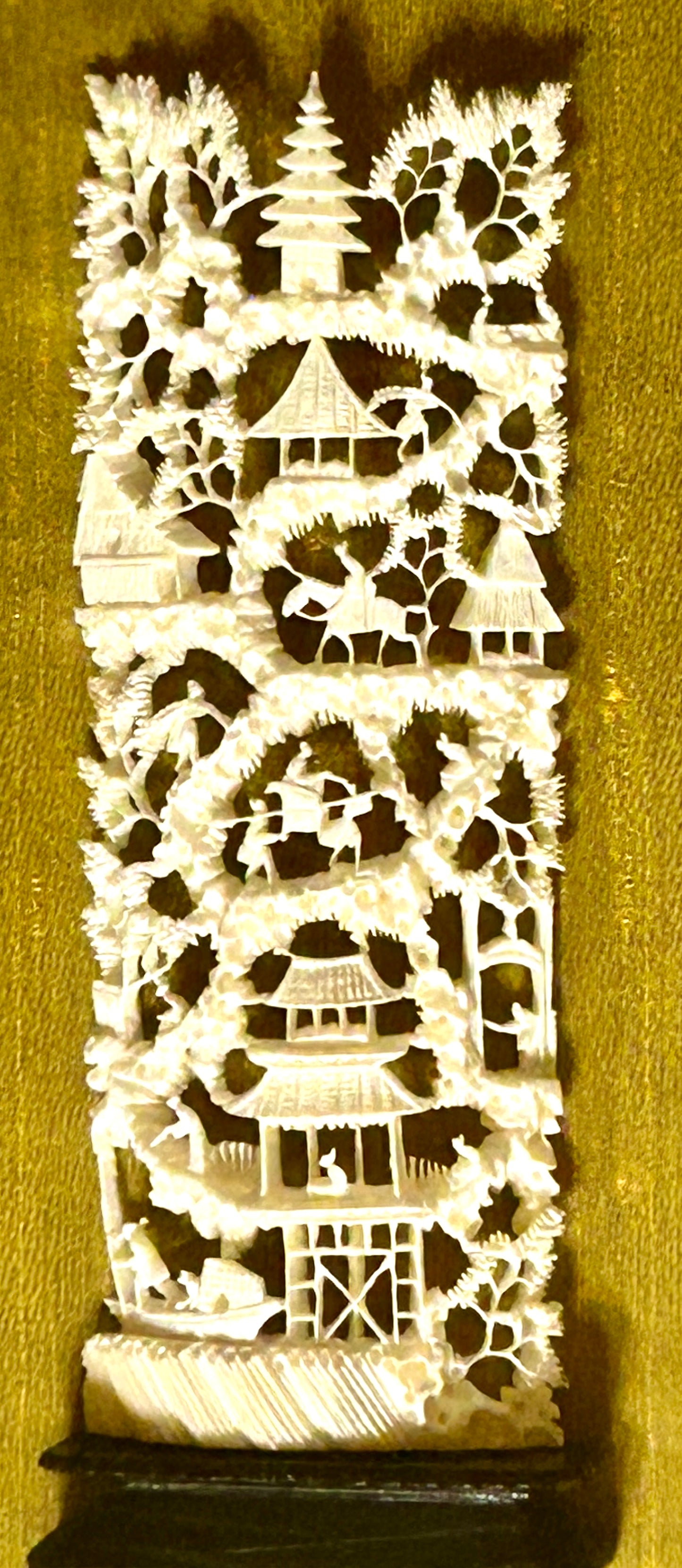 CHINESE FAUX IVORY CARVING OF "MOUNTAIN VILLAGE" 1960'S