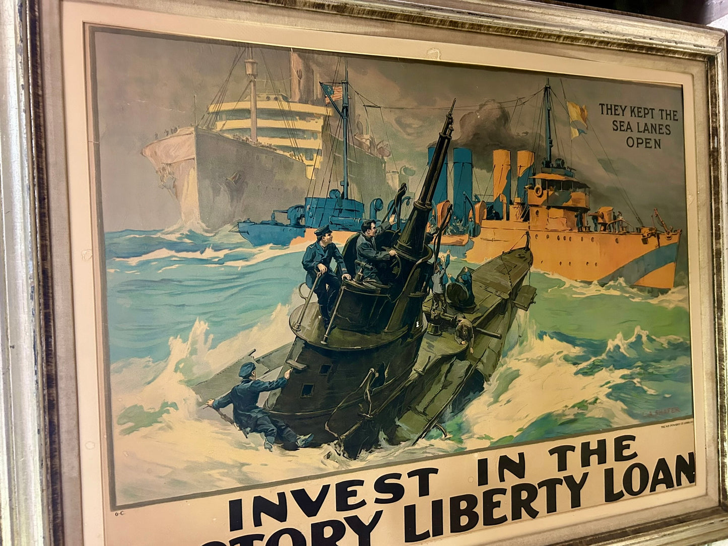 WORLD WAR I DOUBLE SIZE VICTORY LIBERTY LOAN POSTER WITH SUBMARINE