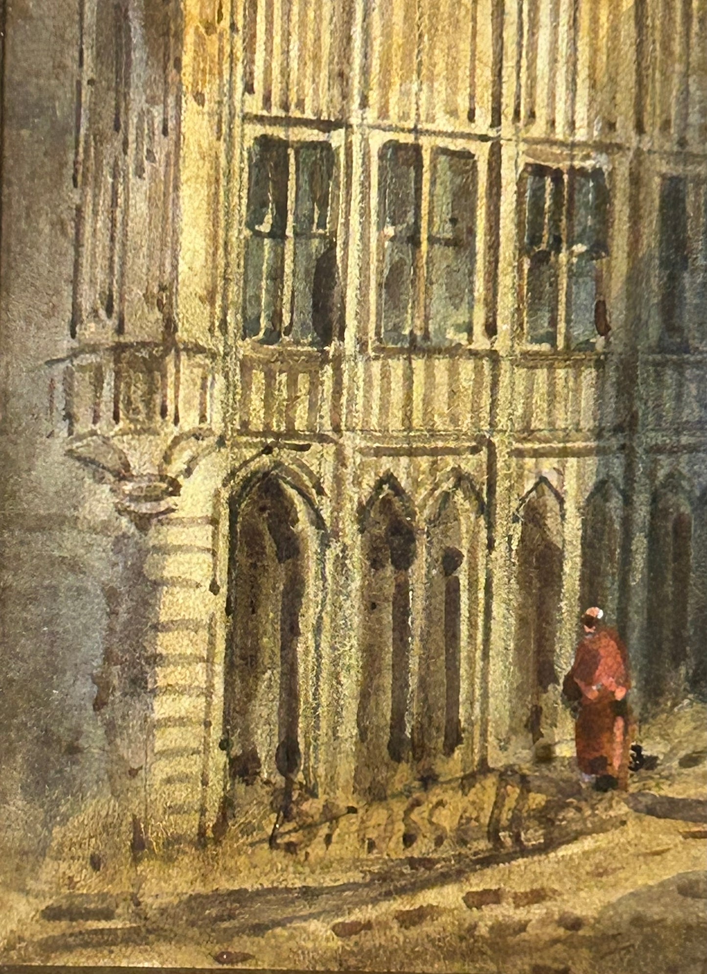 WATERCOLOR PAINTING OF BRUSSELS TOWN HALL CIRCA LATE 1800'S