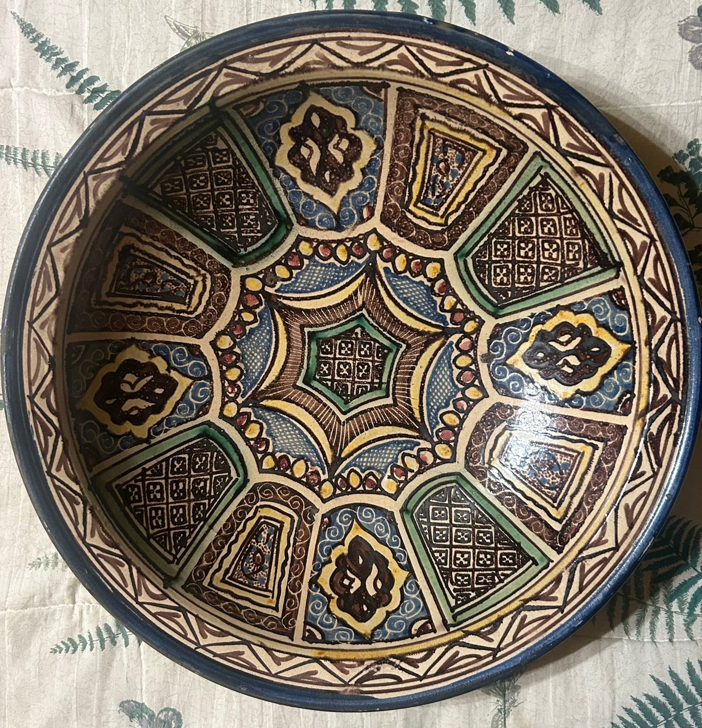 ISLAMIC DECORATED EARTHENWARE ANTIQUE  LARGE BOWL