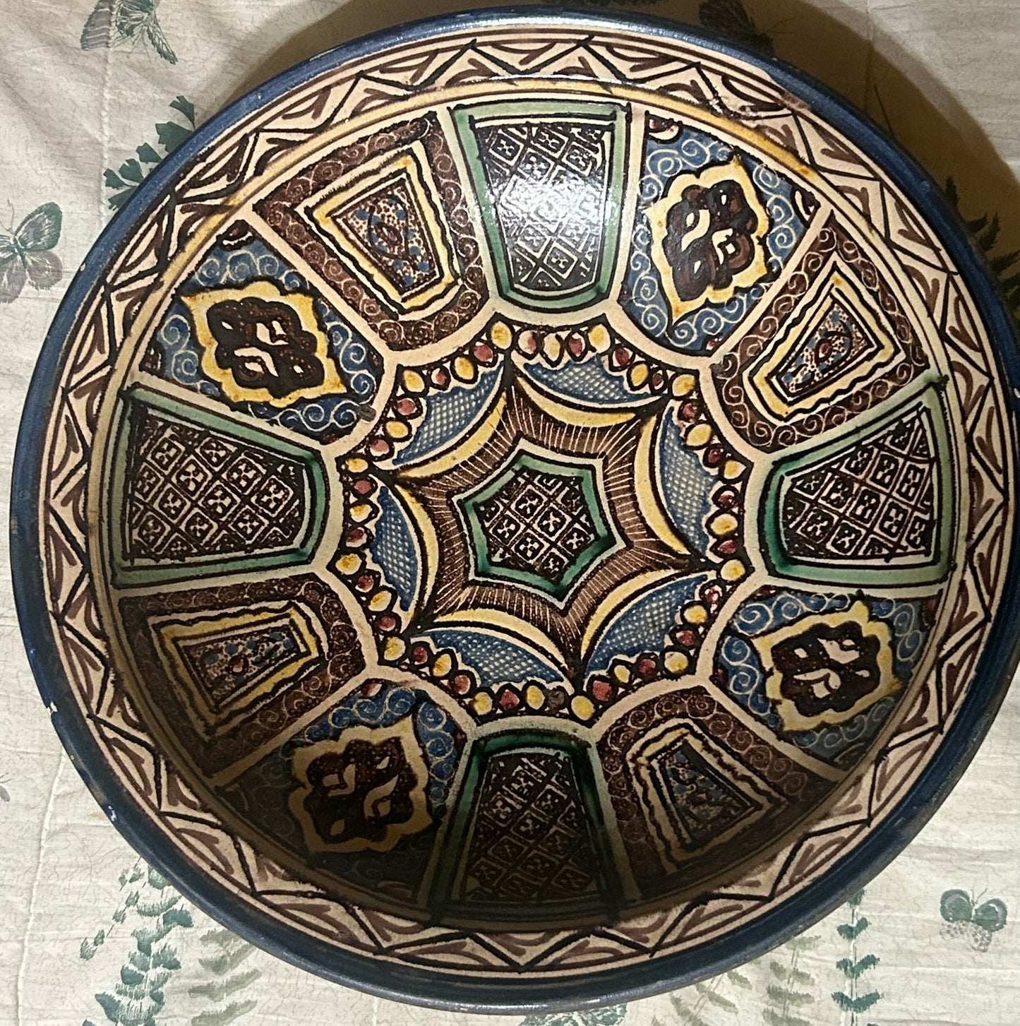 ISLAMIC DECORATED EARTHENWARE ANTIQUE  LARGE BOWL
