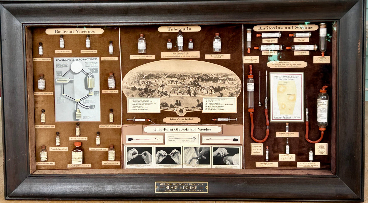 FRAMED EARLY ADVERTISING DISPLAY OF BIOLOGICAL PRODUCTS OF SHARP & DOHME