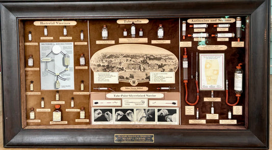 FRAMED EARLY ADVERTISING DISPLAY OF BIOLOGICAL PRODUCTS OF SHARP & DOHME