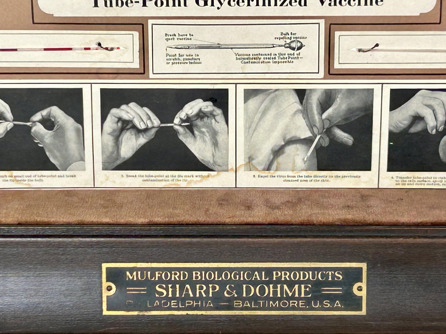 FRAMED EARLY ADVERTISING DISPLAY OF BIOLOGICAL PRODUCTS OF SHARP & DOHME