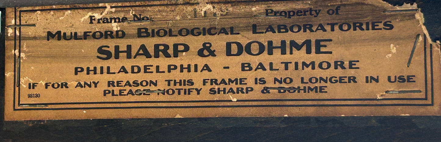 FRAMED EARLY ADVERTISING DISPLAY OF BIOLOGICAL PRODUCTS OF SHARP & DOHME