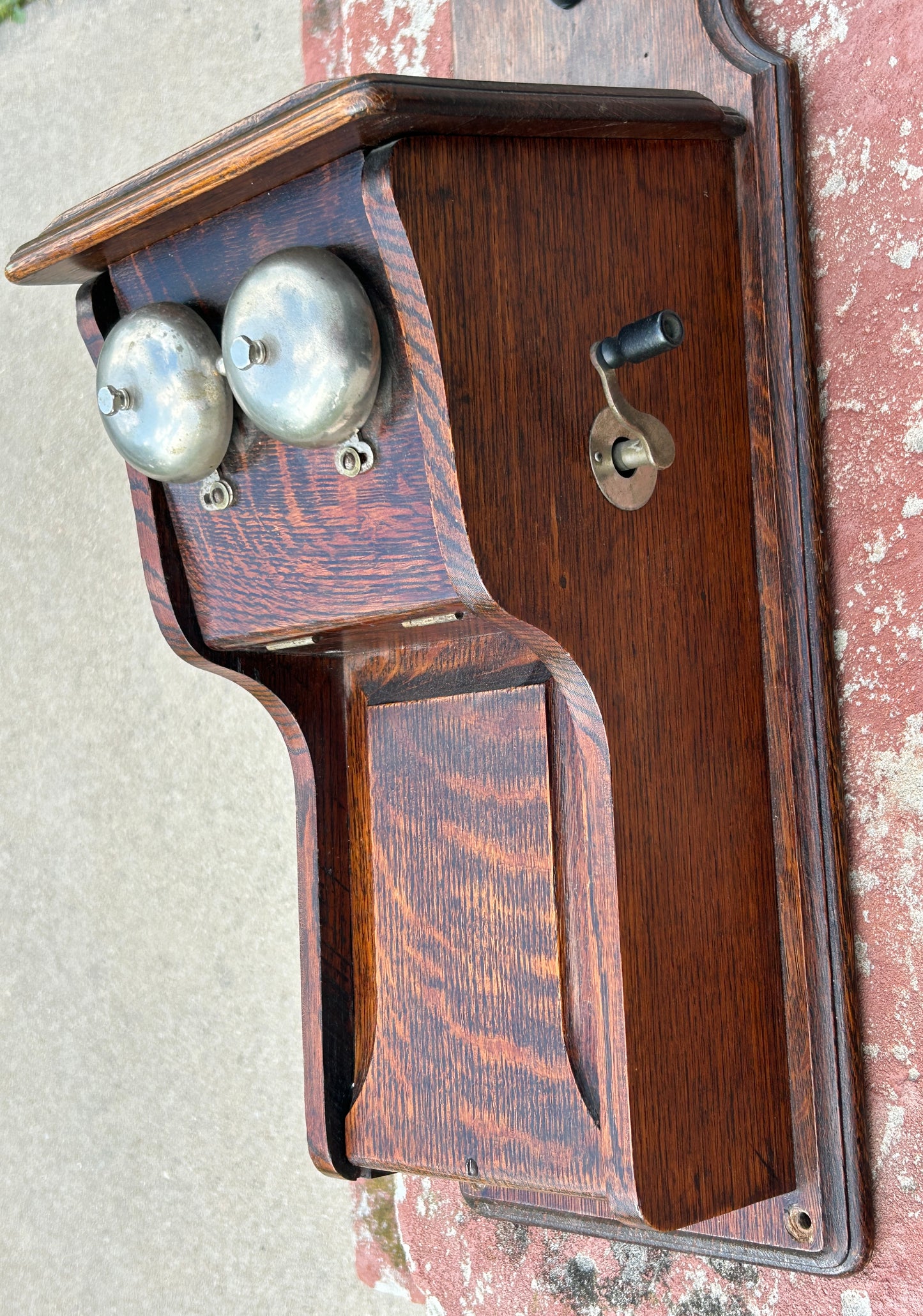 VOTE BERGER COMPANY ANTIQUE OAK WALL PHONE