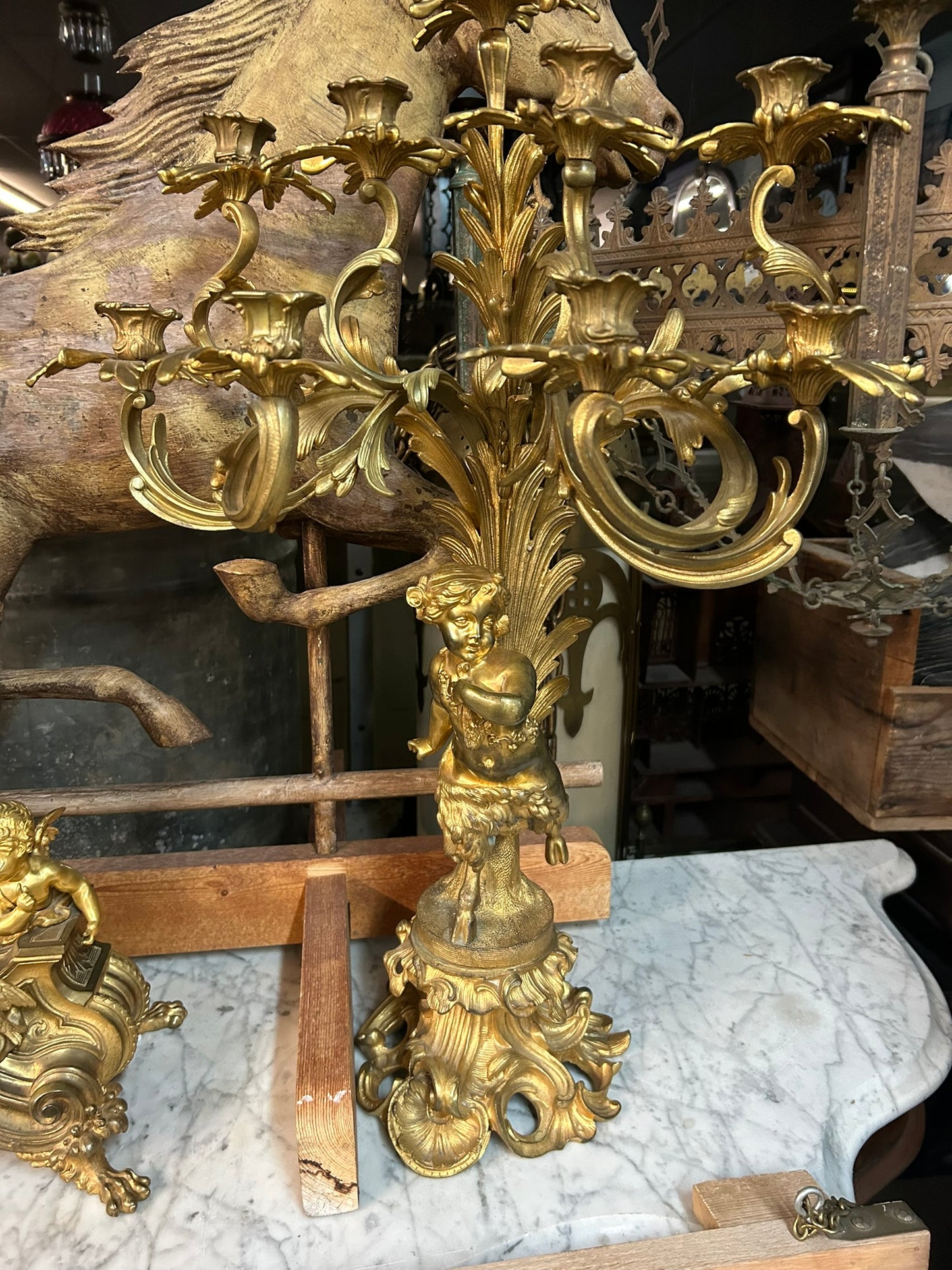 LATE 1800's HEAVY BRONZE FRENCH THREE PIECE CLOCK SET