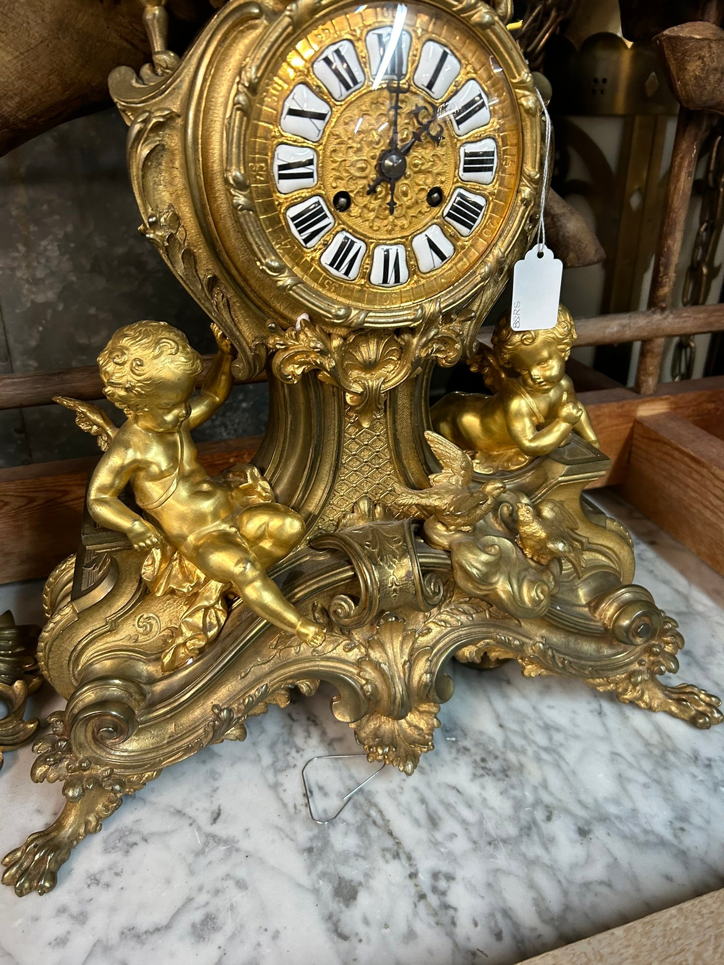 LATE 1800's HEAVY BRONZE FRENCH THREE PIECE CLOCK SET