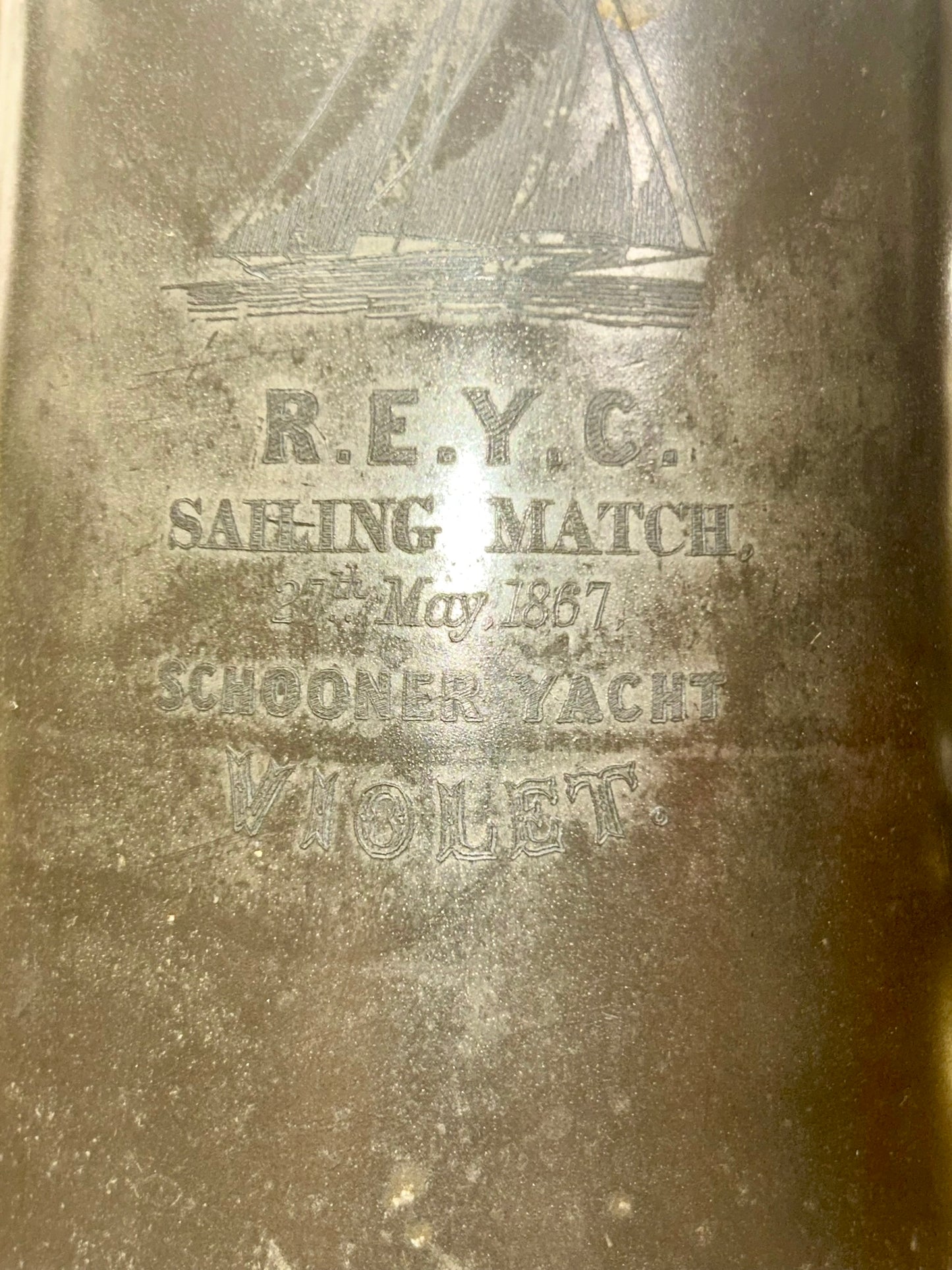 ROYAL ENGLISH YACHT CLUB 1867 TROPHY FOR SCHOONER YACHT "VIOLET" RARE