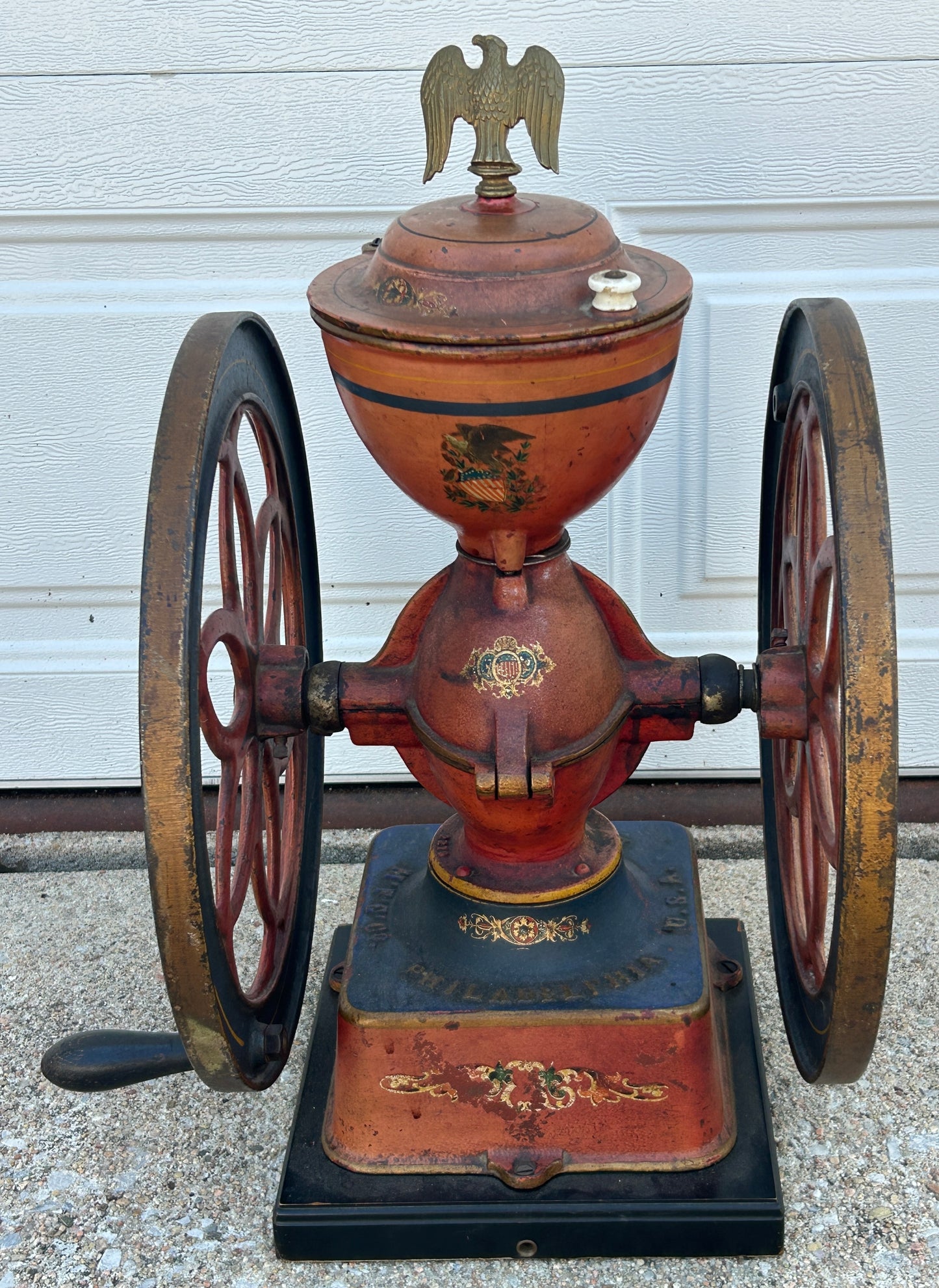 ANTIQUE COFFEE GRINDER ENTERPRISE # 7 WITH GREAT ORIGINAL DECORATIONS AND DRAWER