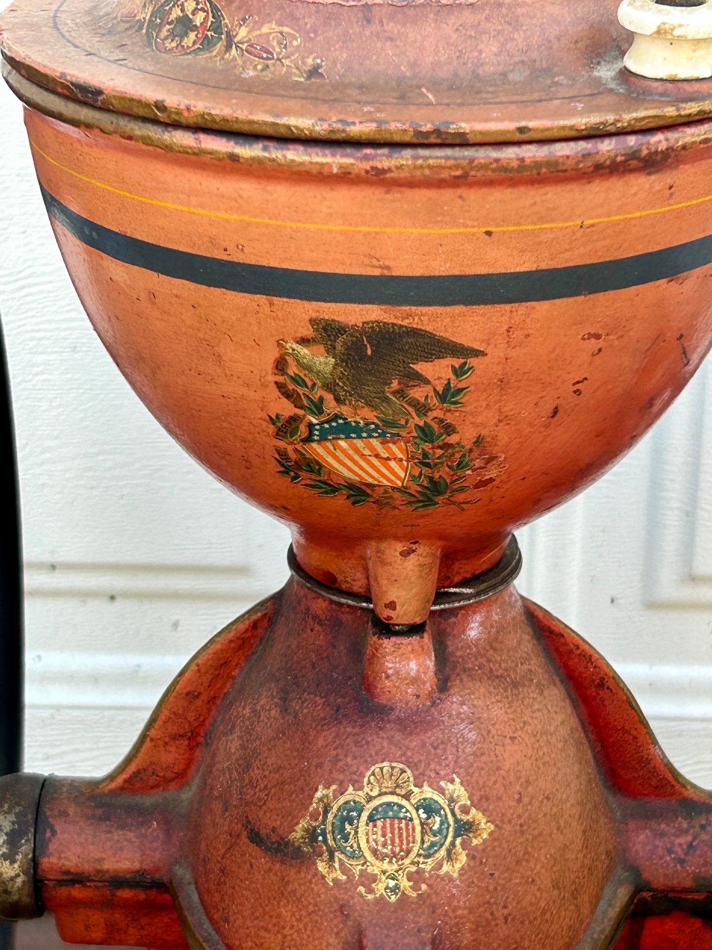 ANTIQUE COFFEE GRINDER ENTERPRISE # 7 WITH GREAT ORIGINAL DECORATIONS AND DRAWER