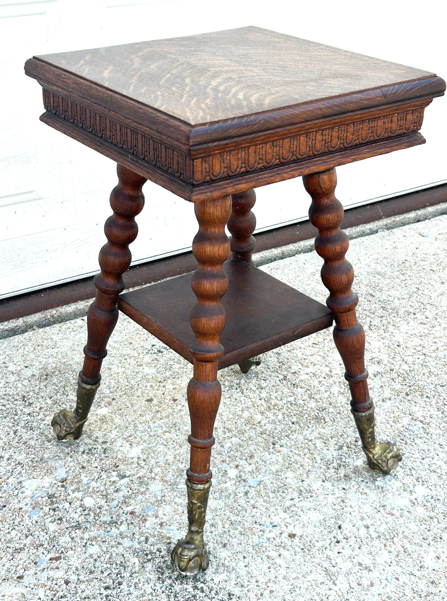 ANTIQUE CHILDS SIZE BALL AND CLAW PARLOR TABLE OR SAMPLE