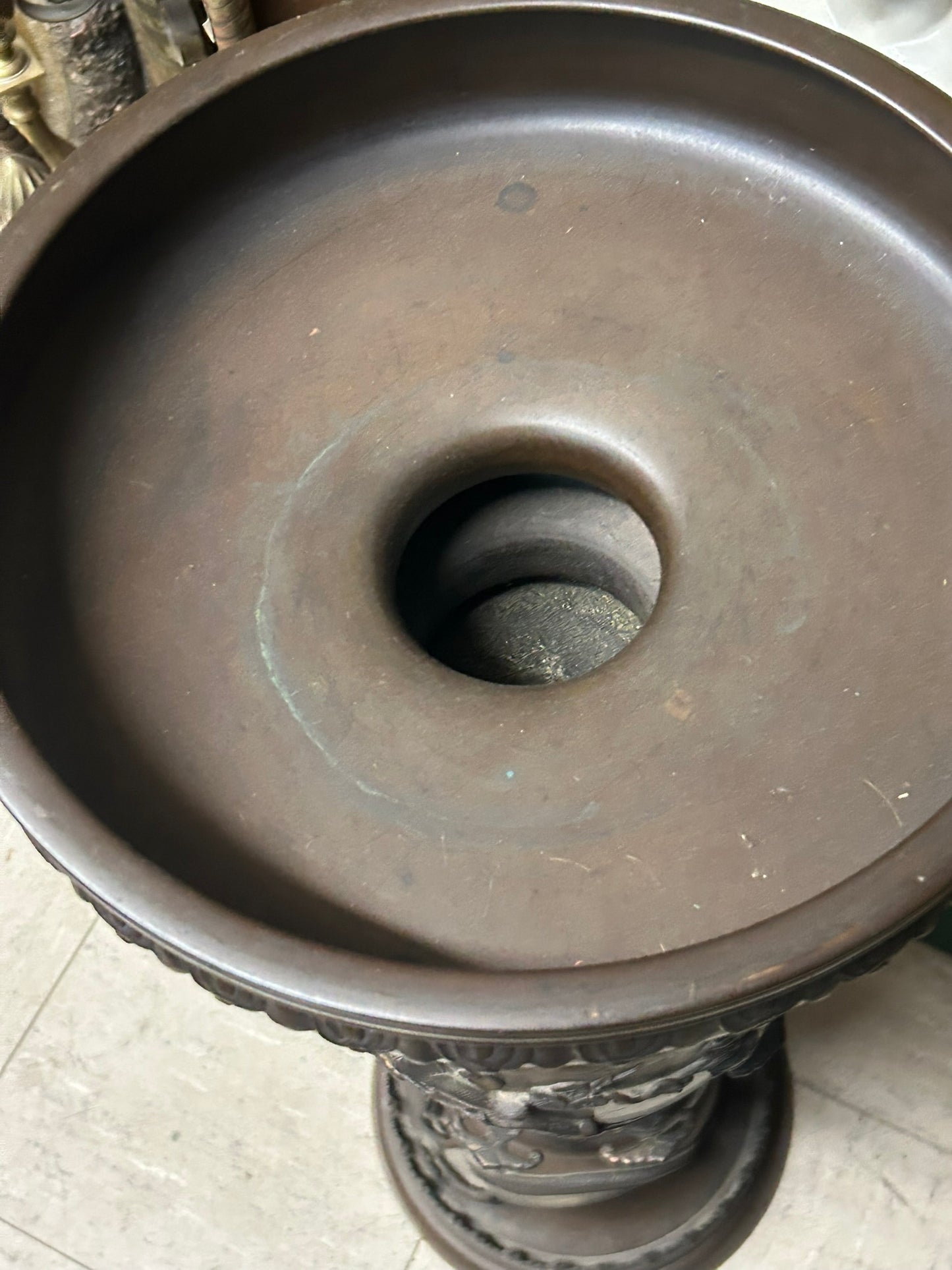 BRONZE MIXED METAL LARGE JAPANESE ANTIQUE USUBATA URN