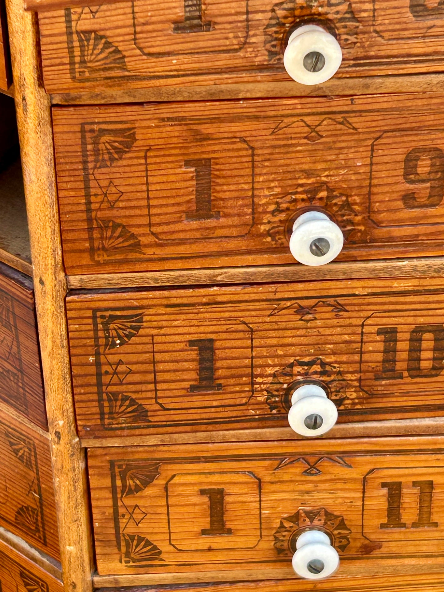 ANTIQUE COUNTRY STORE SCREW AND BOLT REVOLVING  OCTAGON CABINET