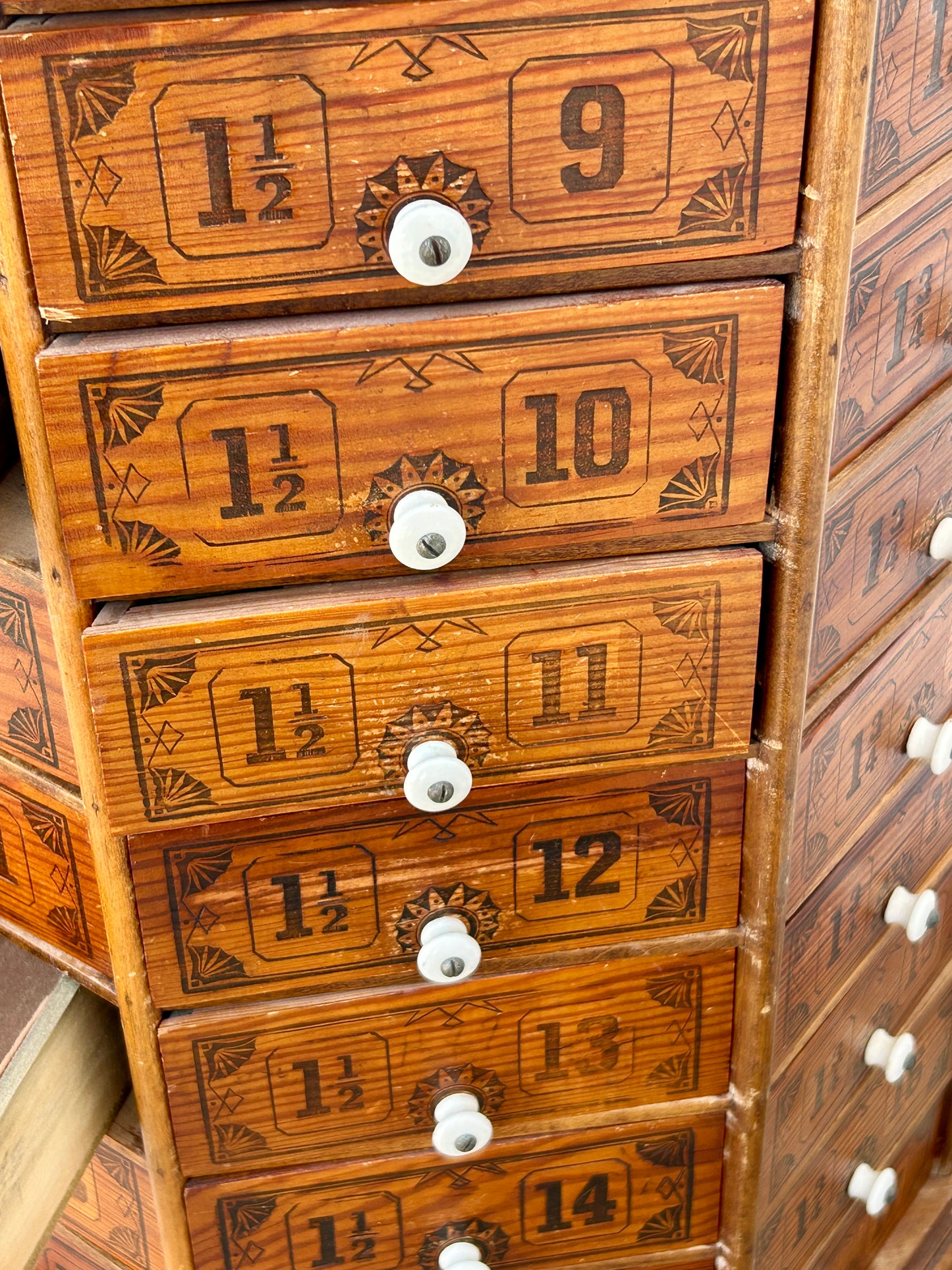 ANTIQUE COUNTRY STORE SCREW AND BOLT REVOLVING  OCTAGON CABINET