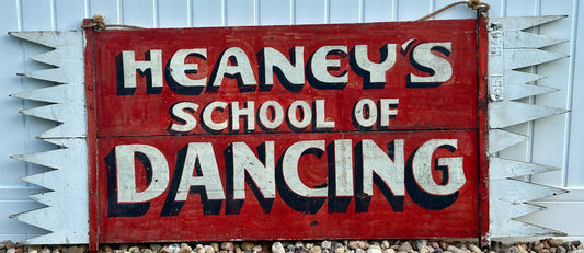 ANTIQUE WOODEN ADVERTISING SIGN FOR SCHOOL OF DANCING
