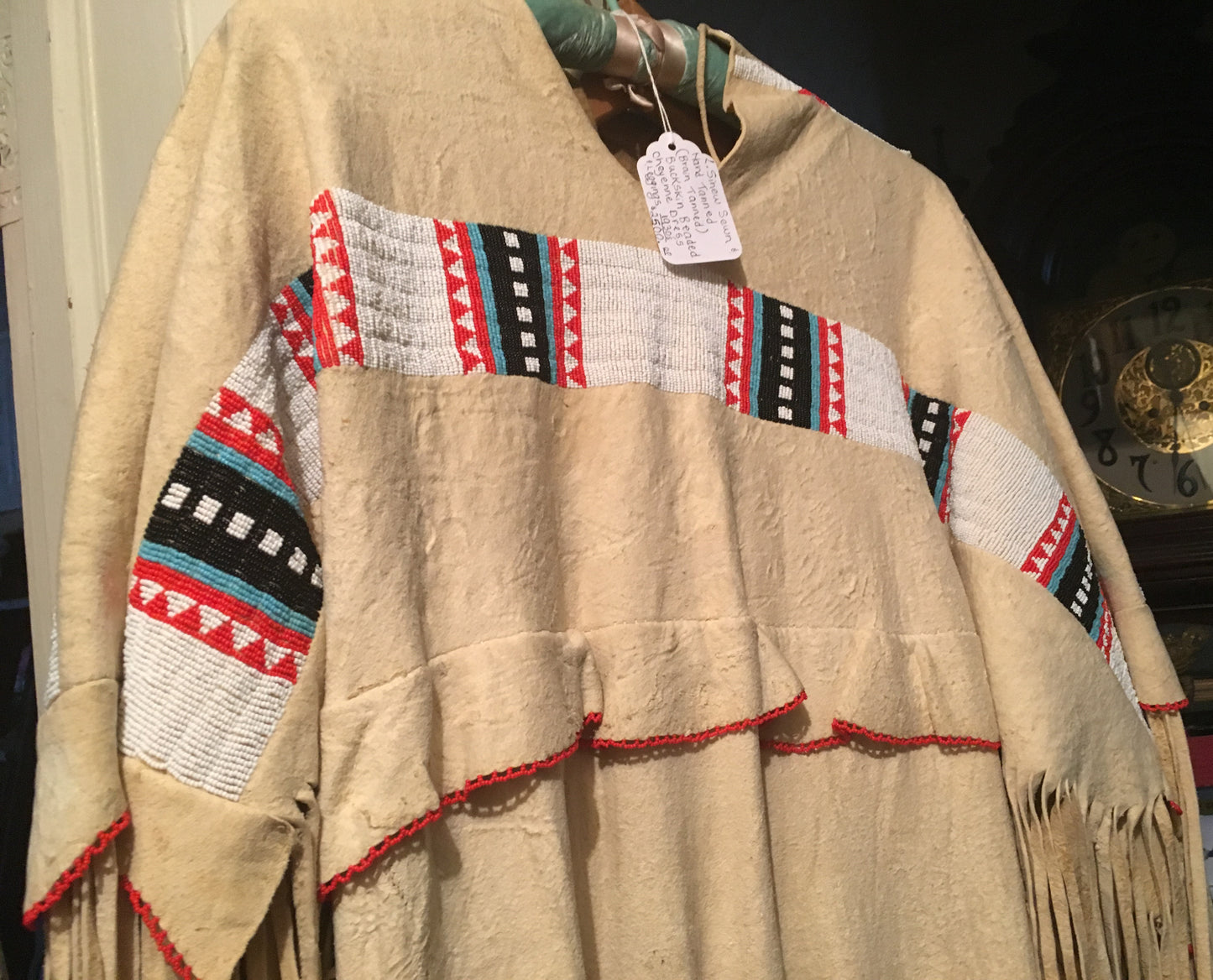 NATIVE AMERICAN CHEROKEE BEADED WOMANS BUCKSKIN BEADED 1930's DRESS