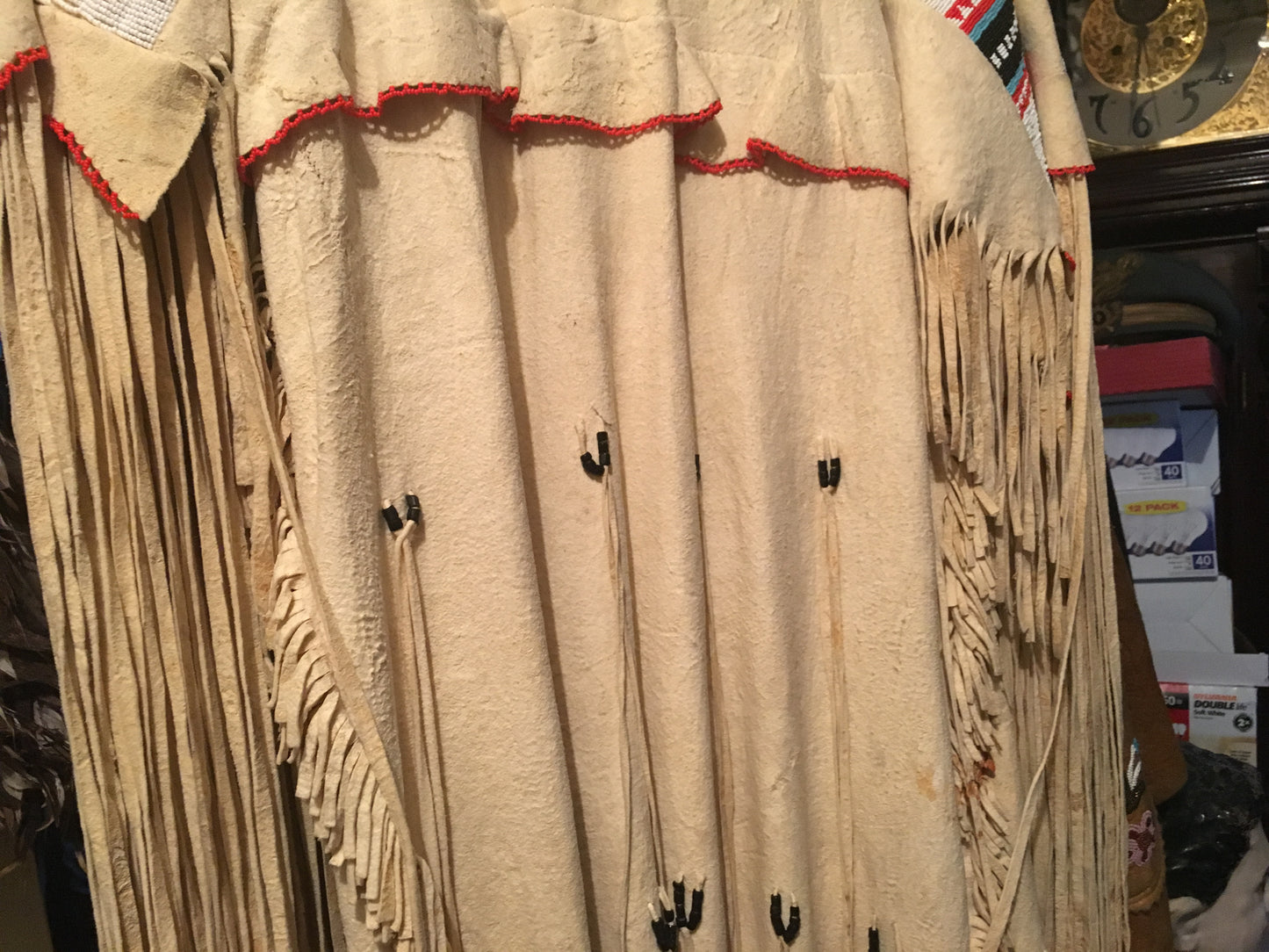NATIVE AMERICAN CHEROKEE BEADED WOMANS BUCKSKIN BEADED 1930's DRESS