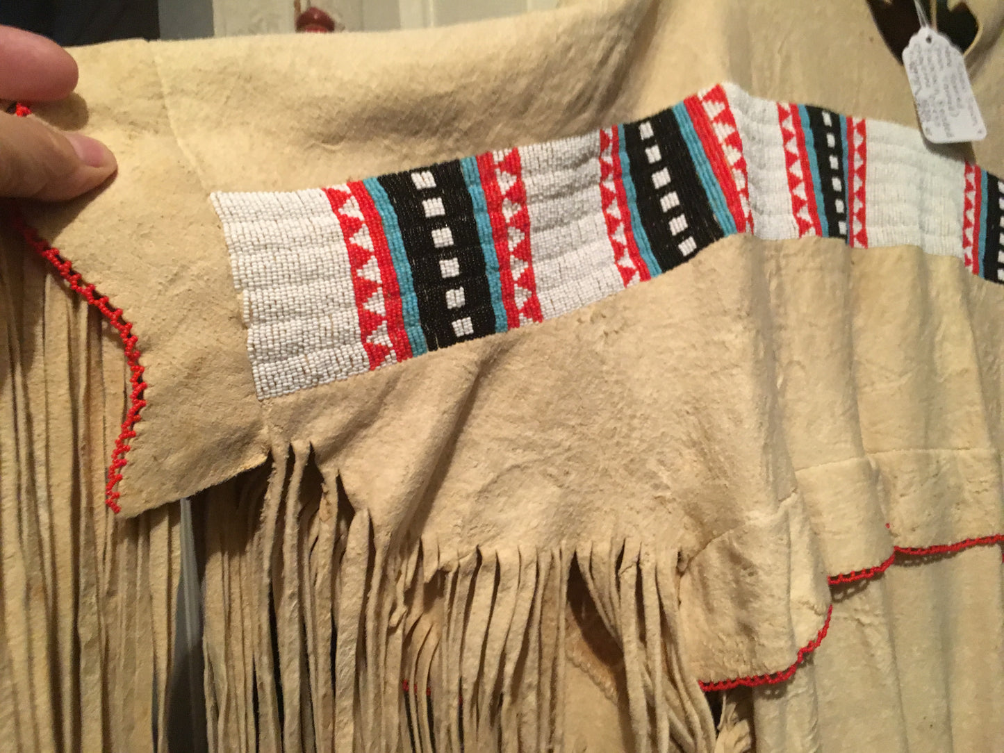 NATIVE AMERICAN CHEROKEE BEADED WOMANS BUCKSKIN BEADED 1930's DRESS