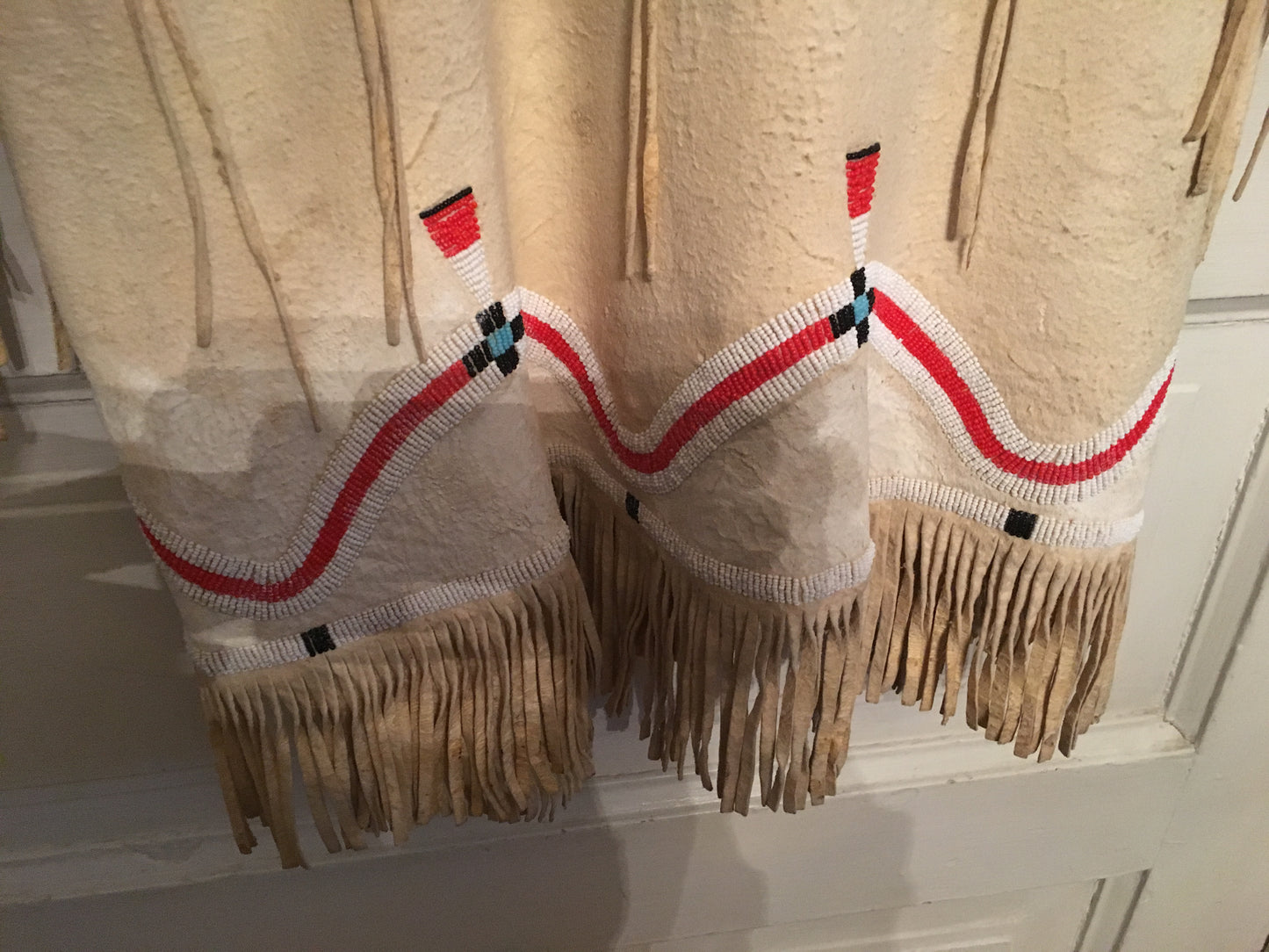 NATIVE AMERICAN CHEROKEE BEADED WOMANS BUCKSKIN BEADED 1930's DRESS