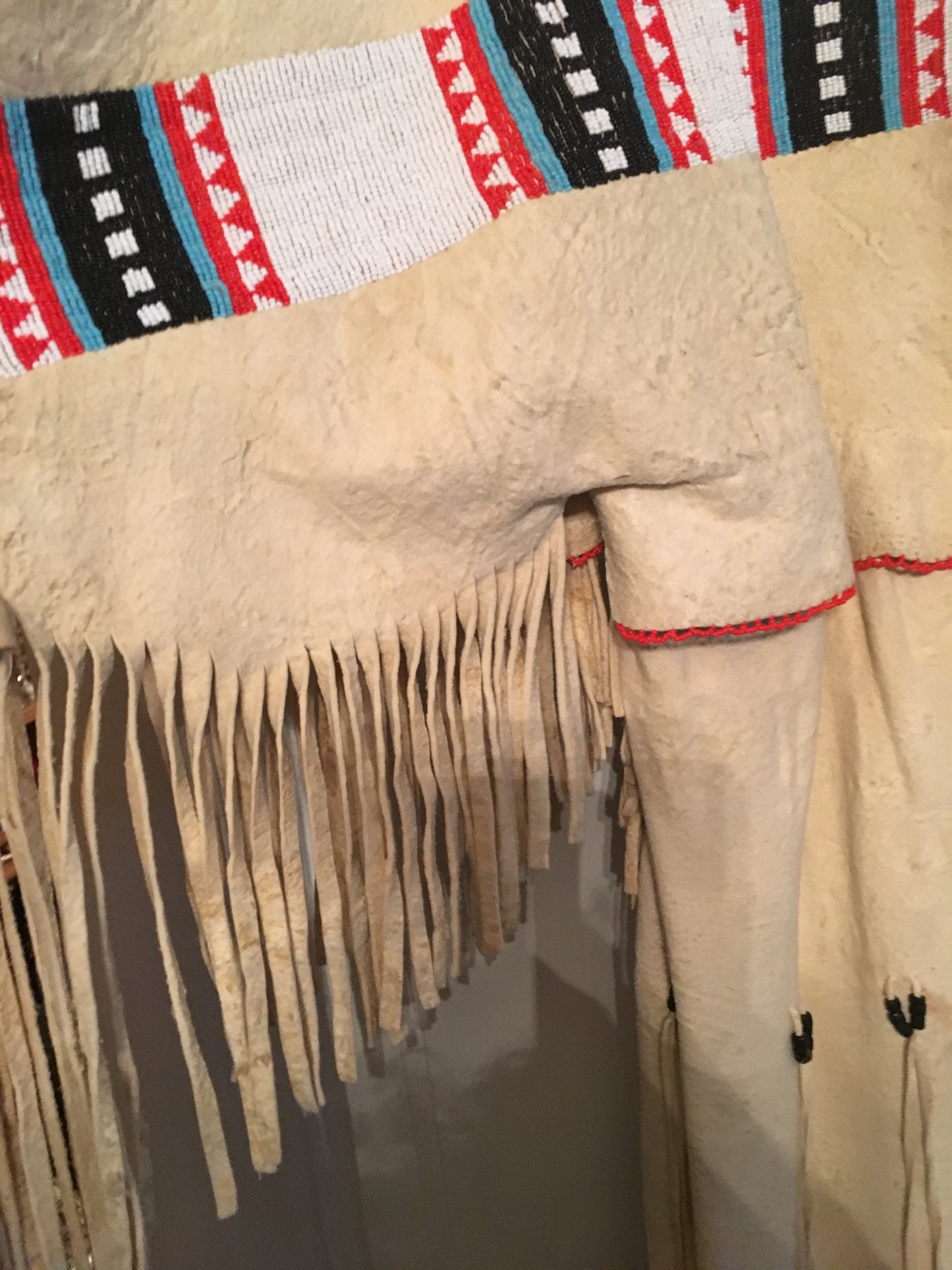 NATIVE AMERICAN CHEROKEE BEADED WOMANS BUCKSKIN BEADED 1930's DRESS