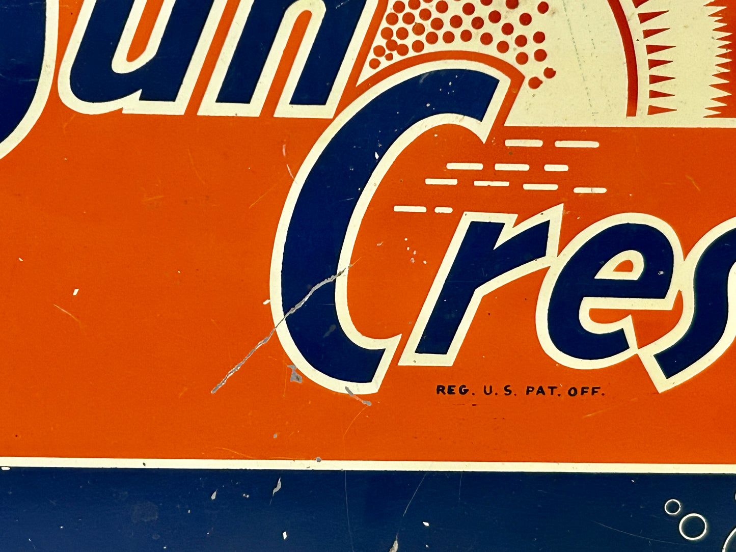 ANTIQUE SUN CREST DRINK METAL ADVERTISING FLANGE HANGING SIGN