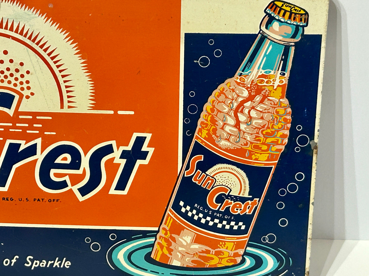 ANTIQUE SUN CREST DRINK METAL ADVERTISING FLANGE HANGING SIGN