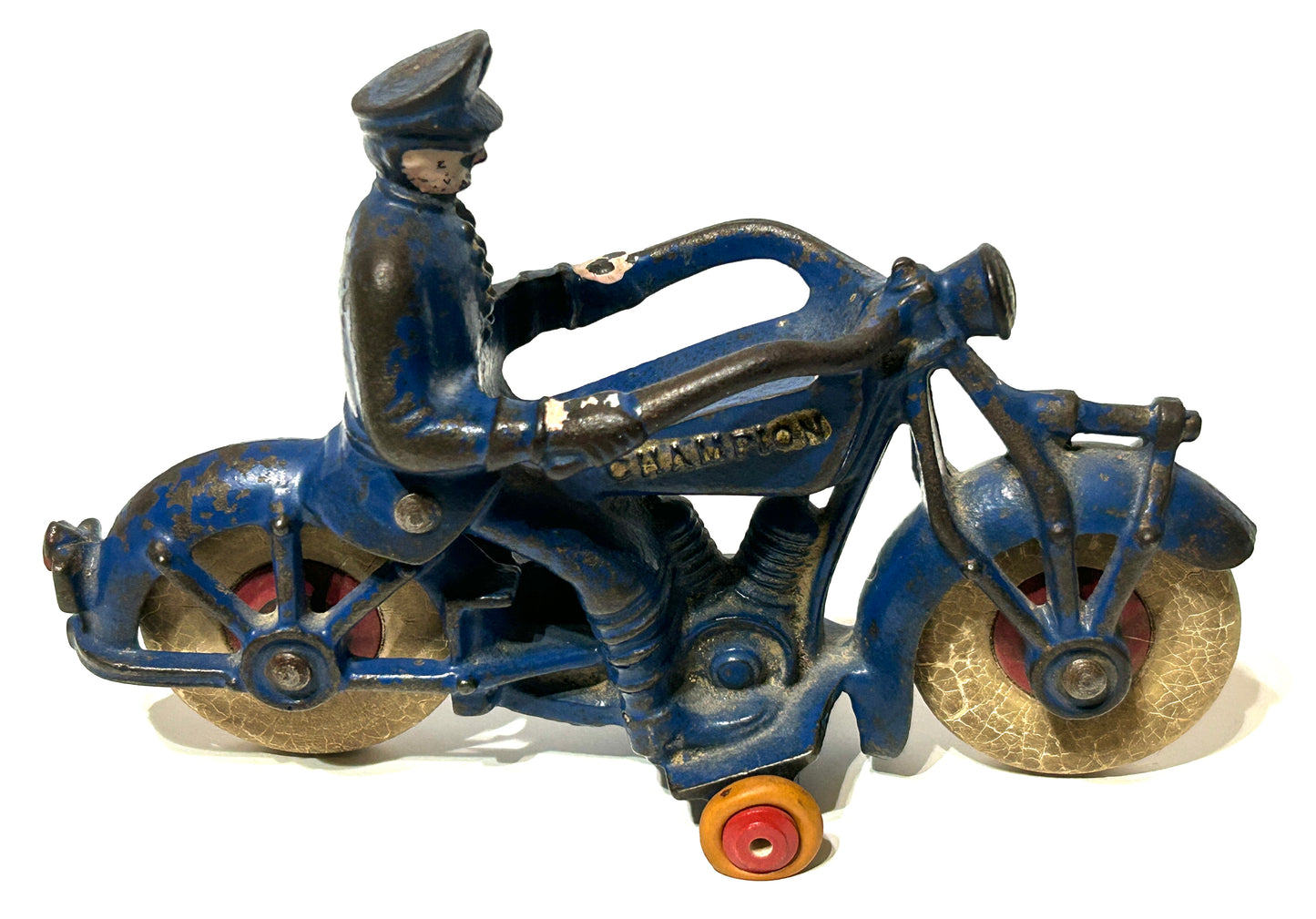 ANTIQUE CAST IRON CHAMPION TOY MOTORCYCLE