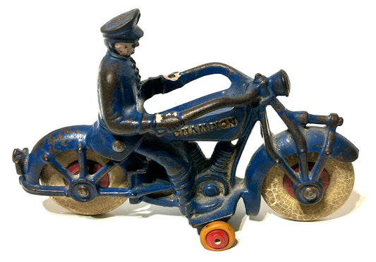 ANTIQUE CAST IRON CHAMPION TOY MOTORCYCLE