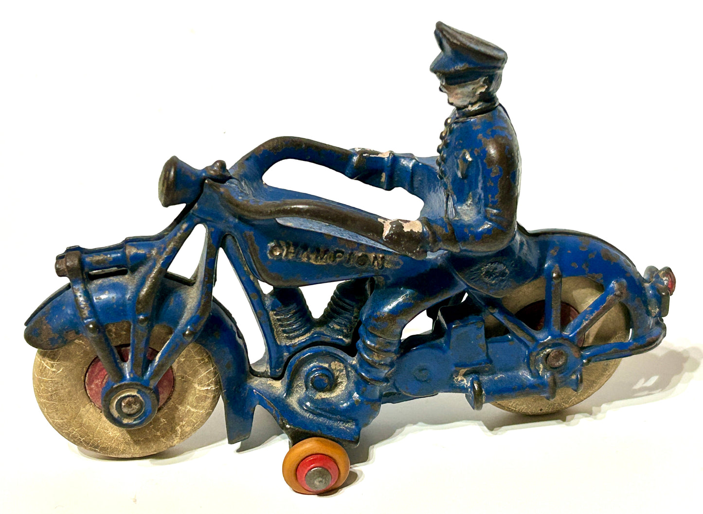 ANTIQUE CAST IRON CHAMPION TOY MOTORCYCLE