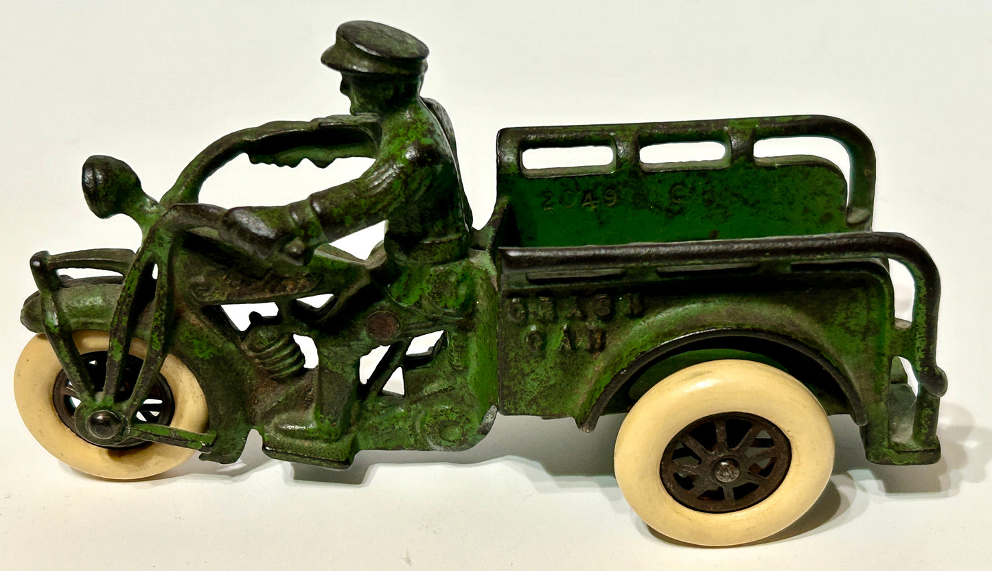 HUBLEY CAST IRON TOY CRASH CAR MOTORCYCLE