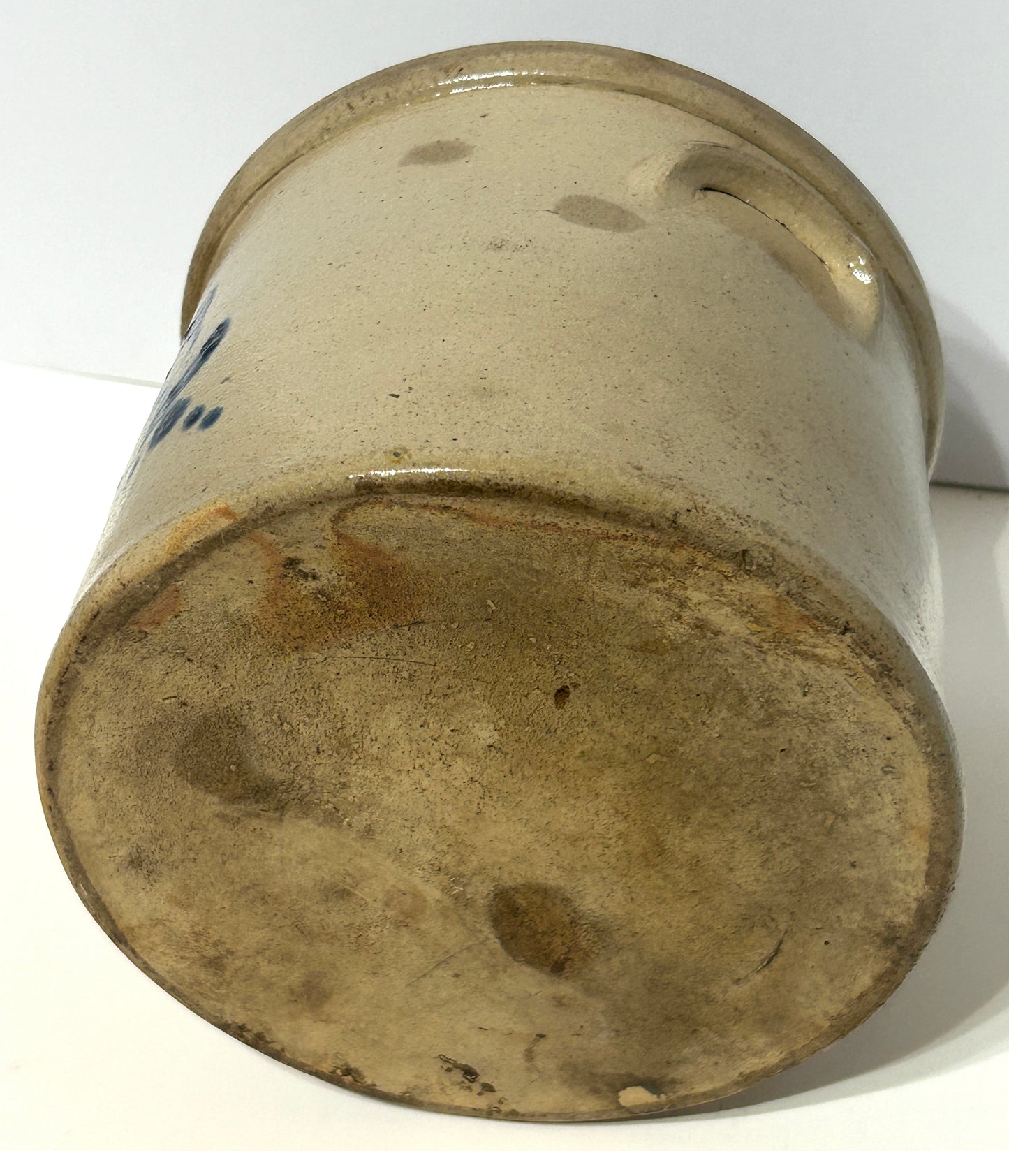 ANTIQUE EARLY SMALL STONEWARE CROCK WITH BIRD DESIGN