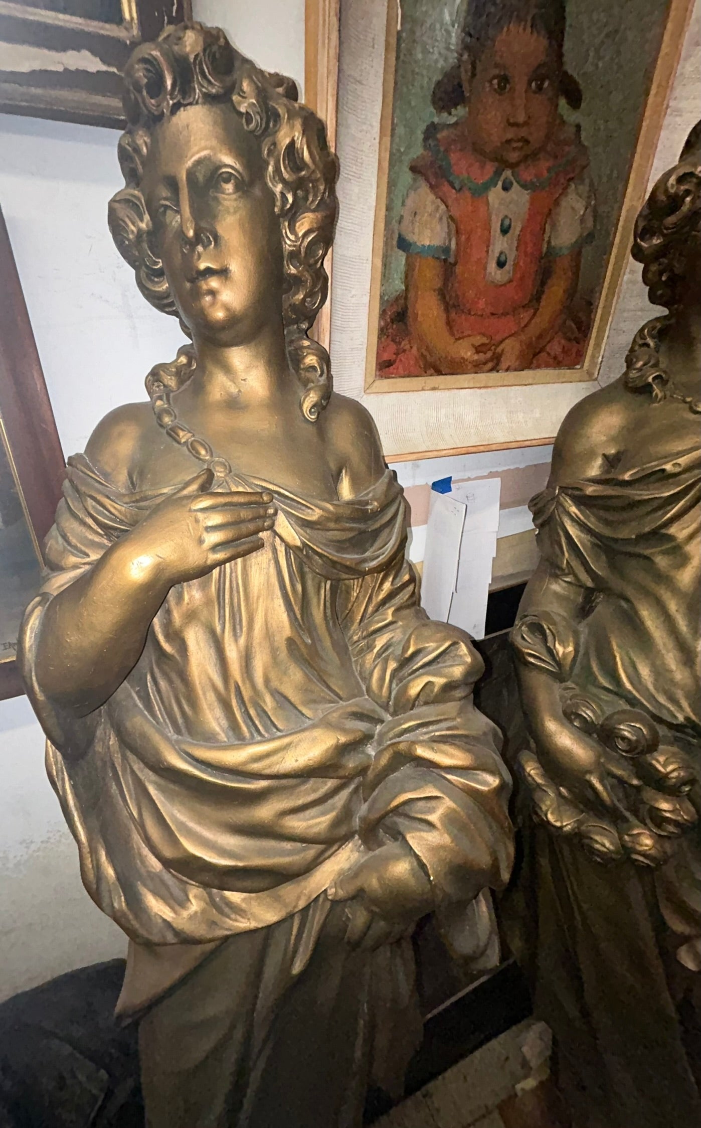 LARGE INTERIOR STATUES FROM EARLY ILLINOIS PERFORMING ARTS THEATER