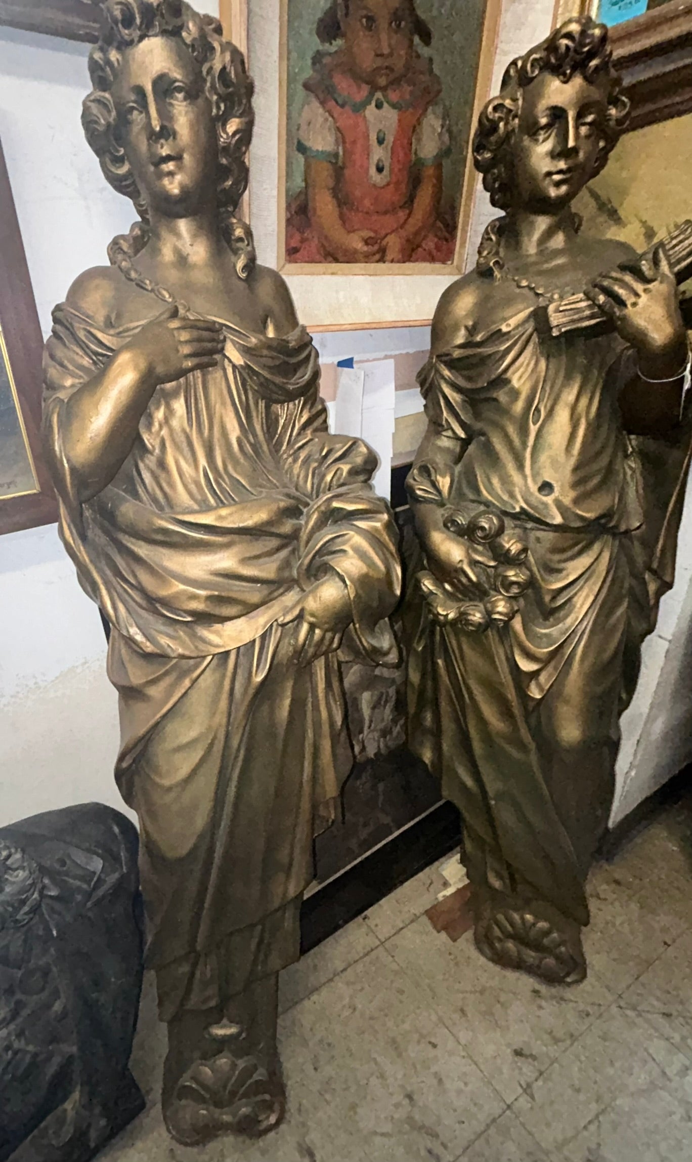 LARGE INTERIOR STATUES FROM EARLY ILLINOIS PERFORMING ARTS THEATER