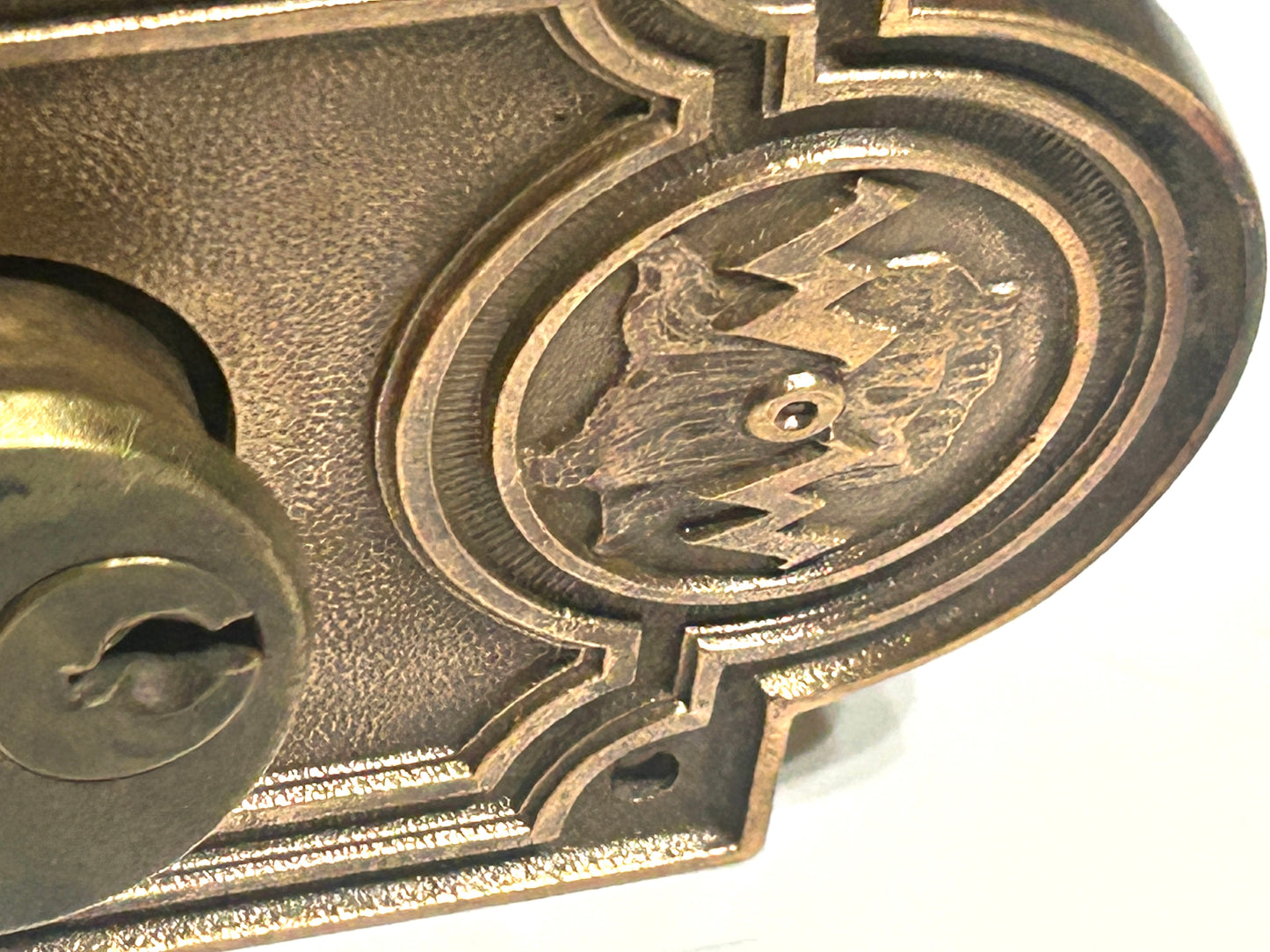 OMAHA NEBRASKA WOODMEN OF THE WORLD BUILDING BRONZE LOCKSET AND DOORKNOB