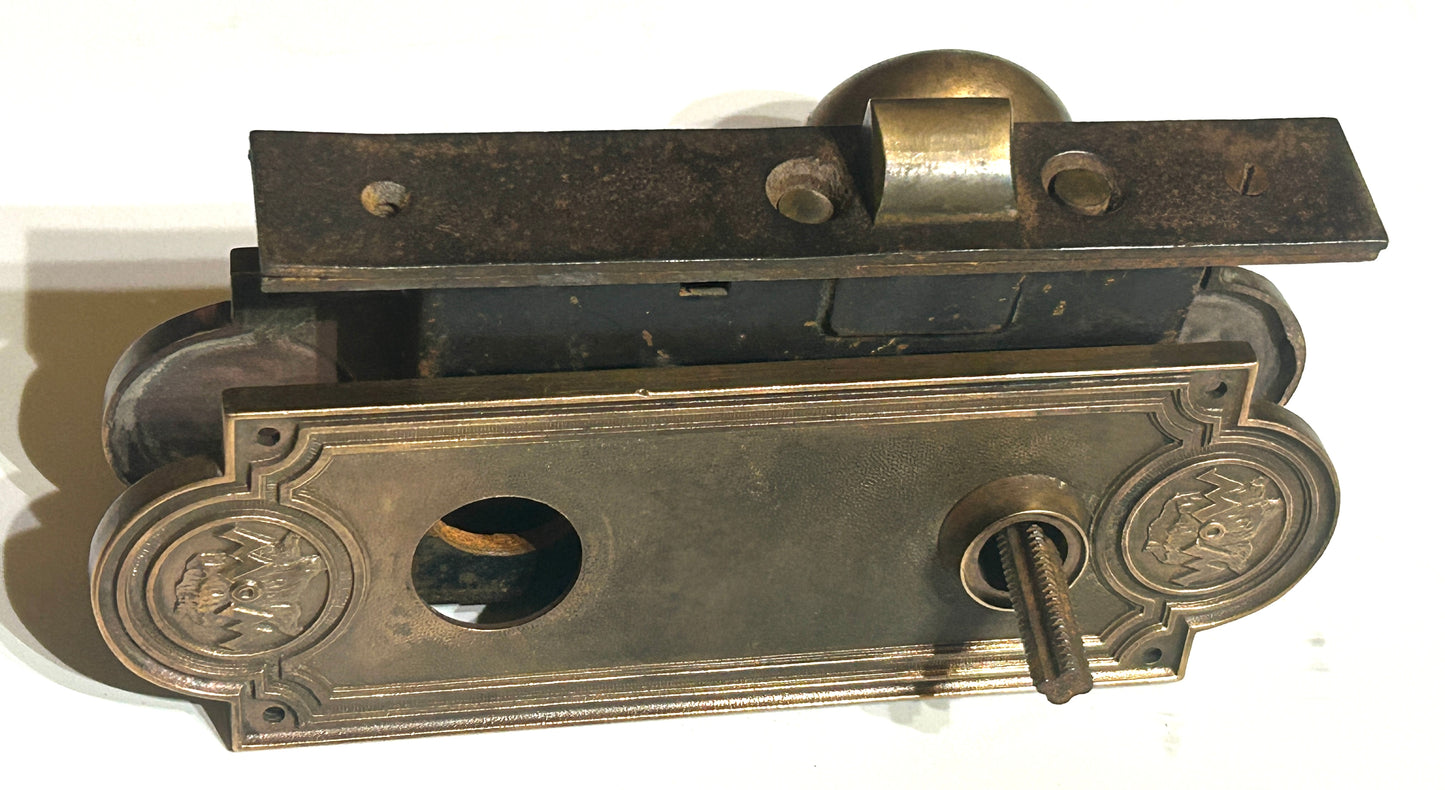 OMAHA NEBRASKA WOODMEN OF THE WORLD BUILDING BRONZE LOCKSET AND DOORKNOB