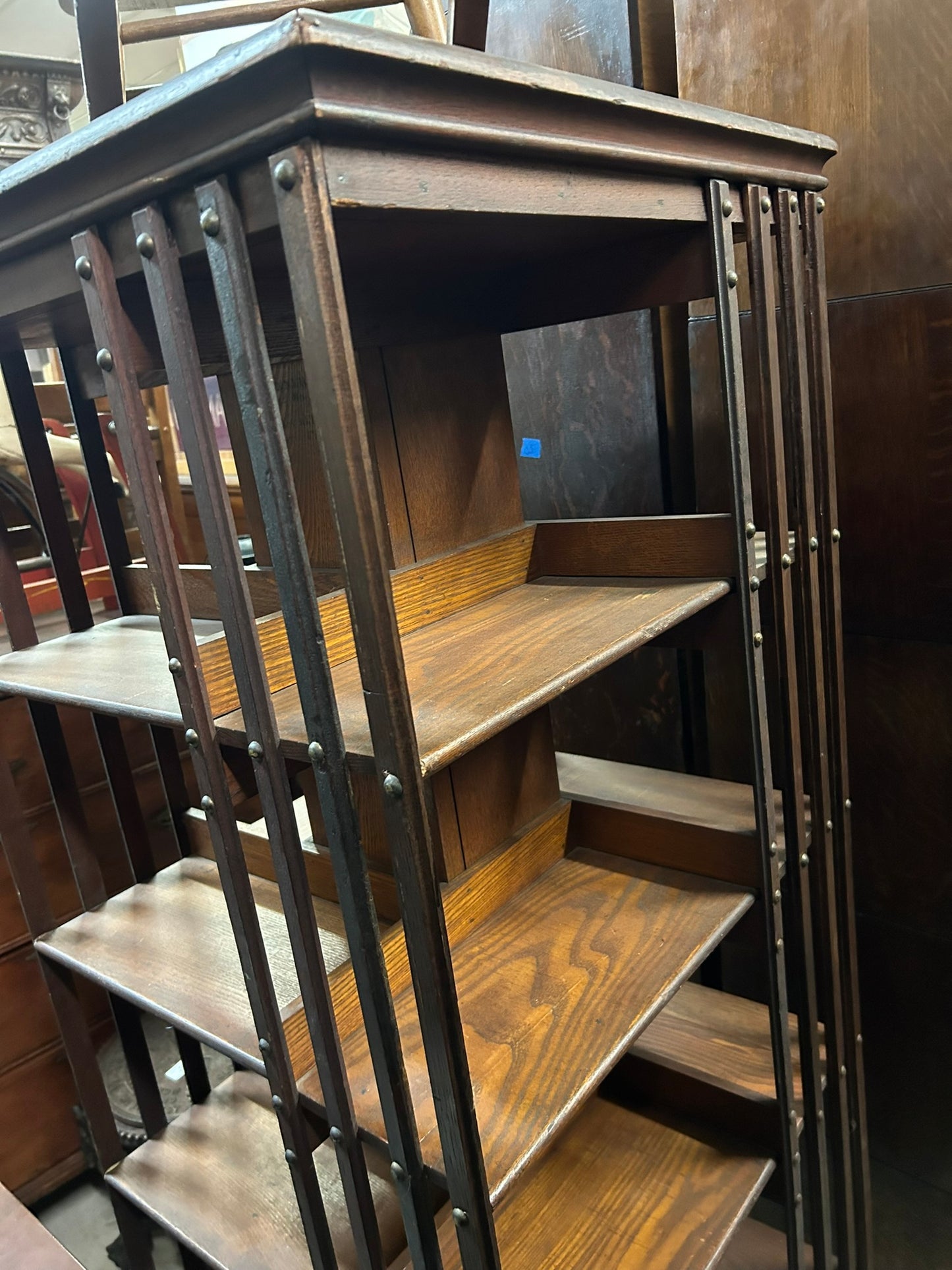 REVOLVING OAK ANTIQUE BOOK CASE