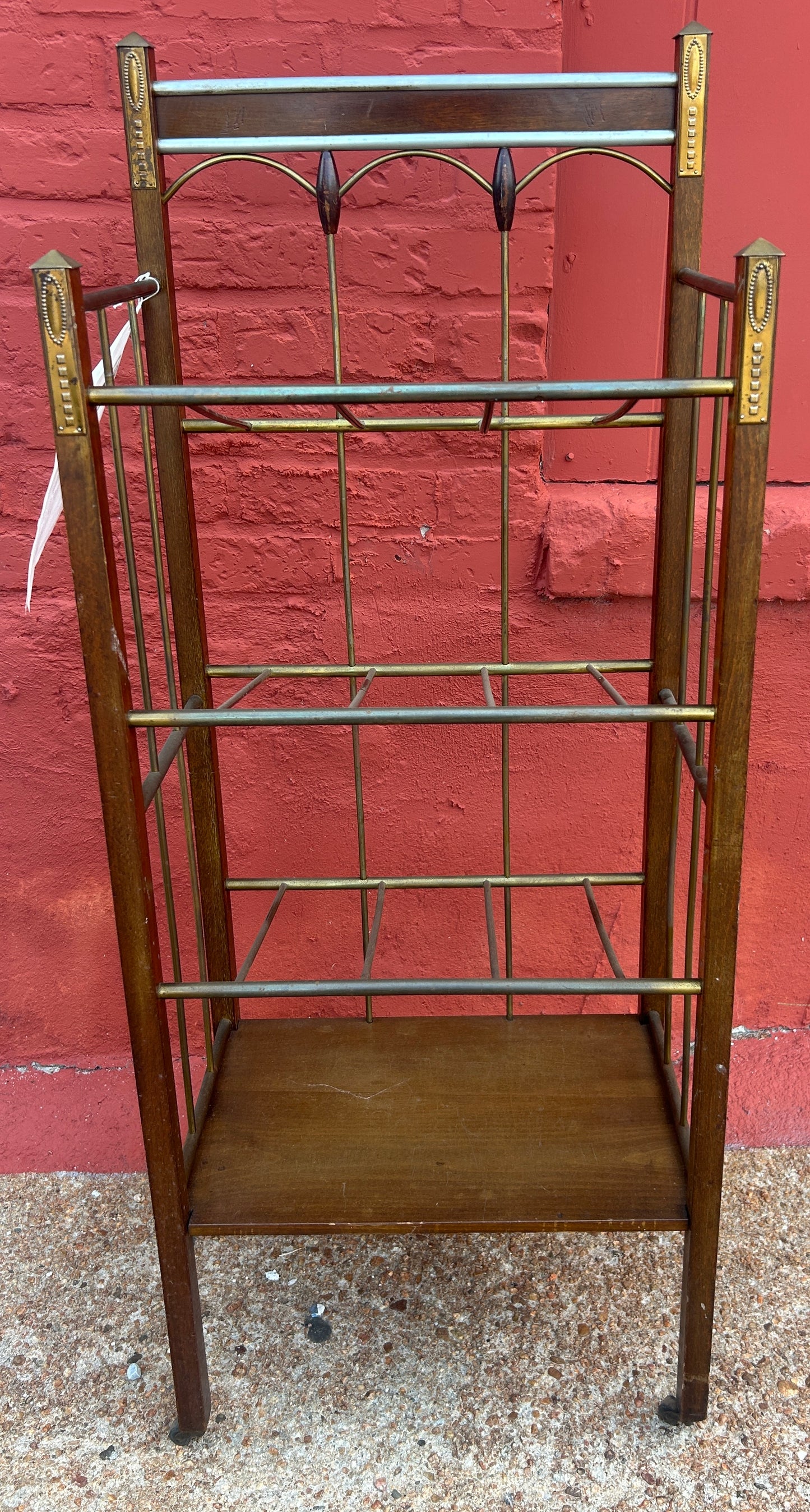 VIENNESE SECESSION MAGAZINE STAND MAHOGANY AND BRASS