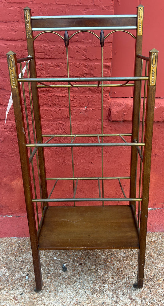 VIENNESE SECESSION MAGAZINE STAND MAHOGANY AND BRASS