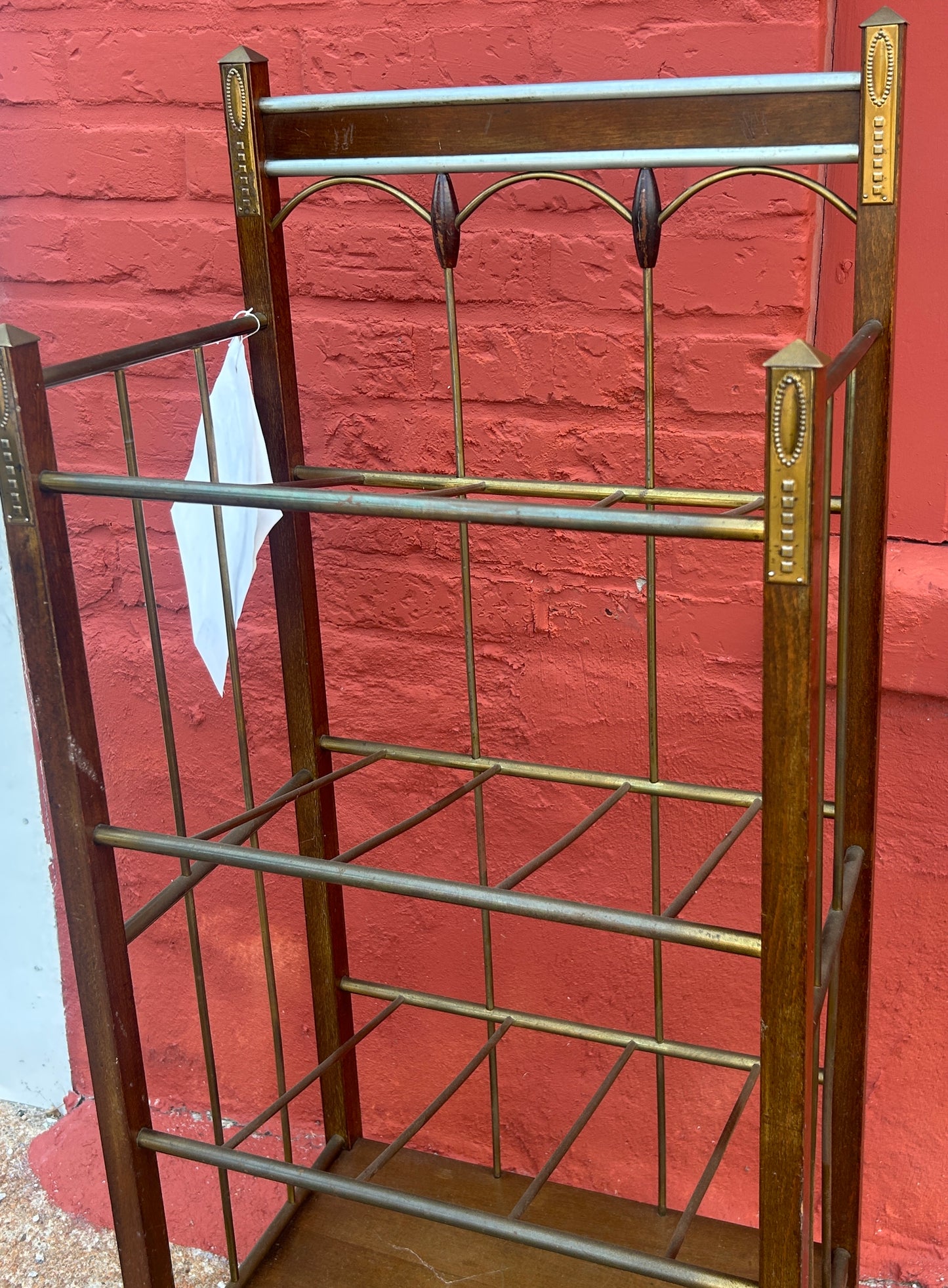 VIENNESE SECESSION MAGAZINE STAND MAHOGANY AND BRASS