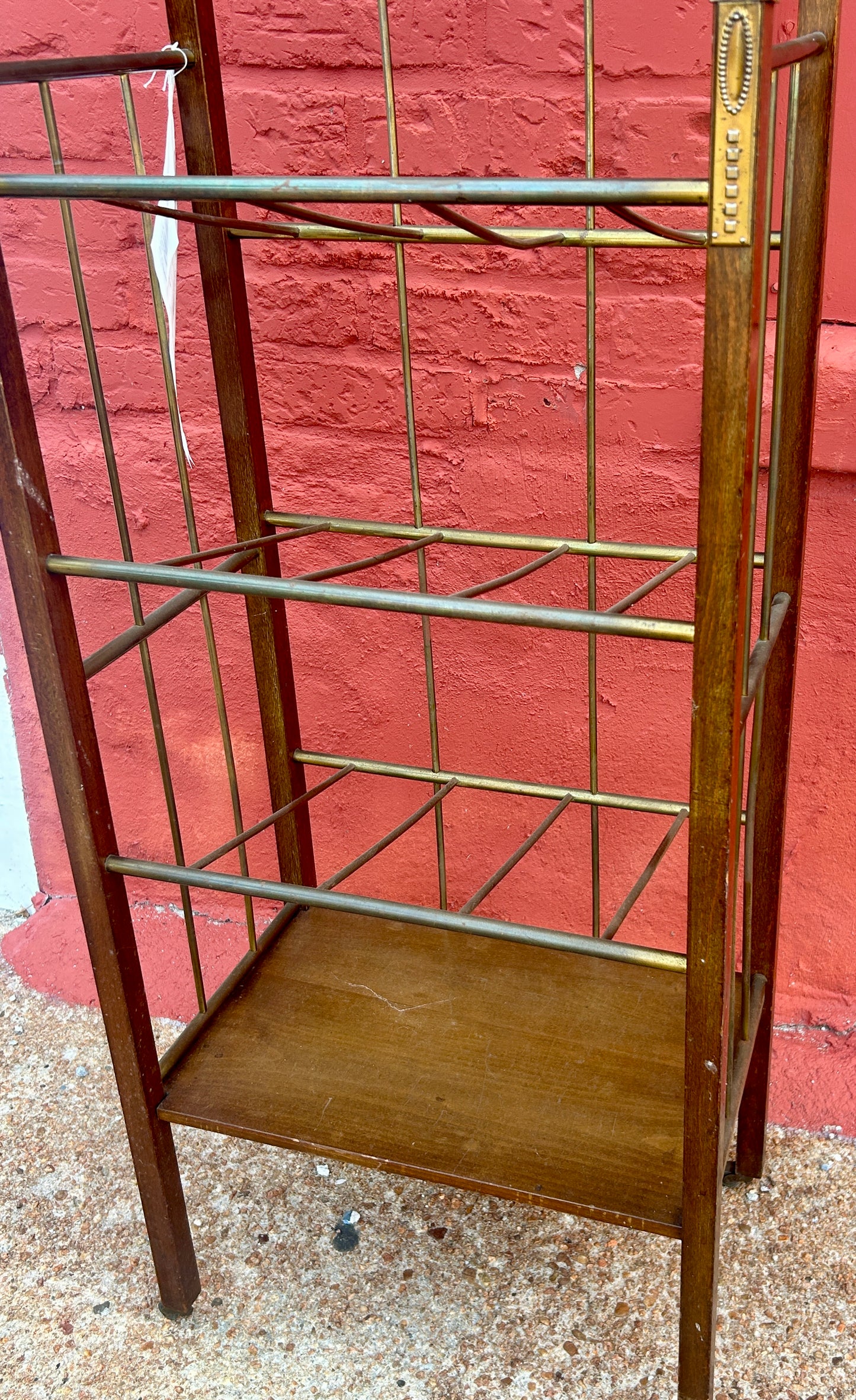 VIENNESE SECESSION MAGAZINE STAND MAHOGANY AND BRASS