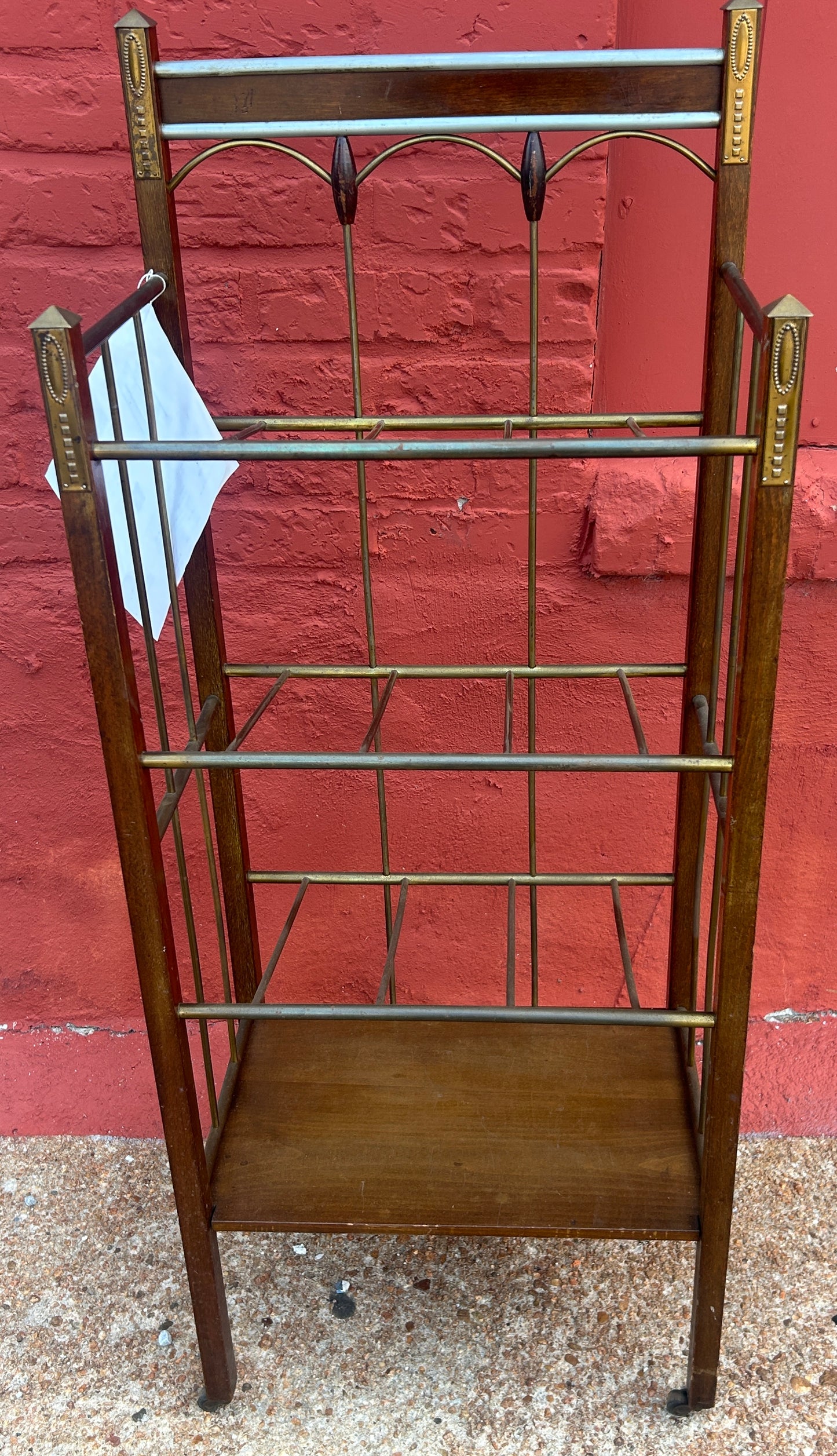 VIENNESE SECESSION MAGAZINE STAND MAHOGANY AND BRASS