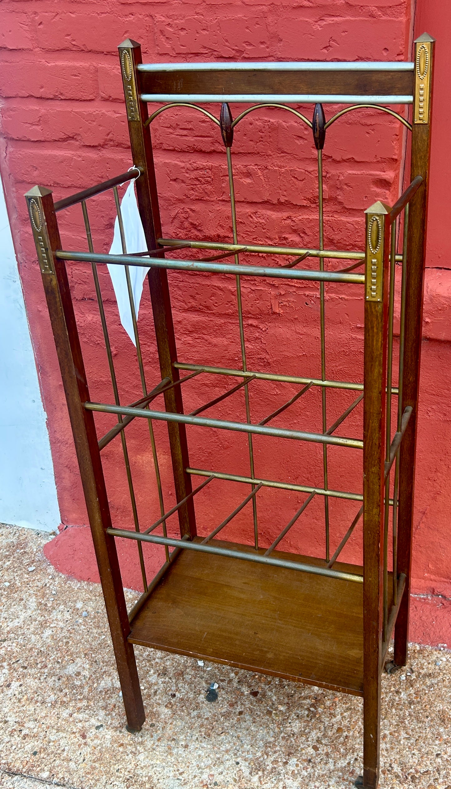 VIENNESE SECESSION MAGAZINE STAND MAHOGANY AND BRASS