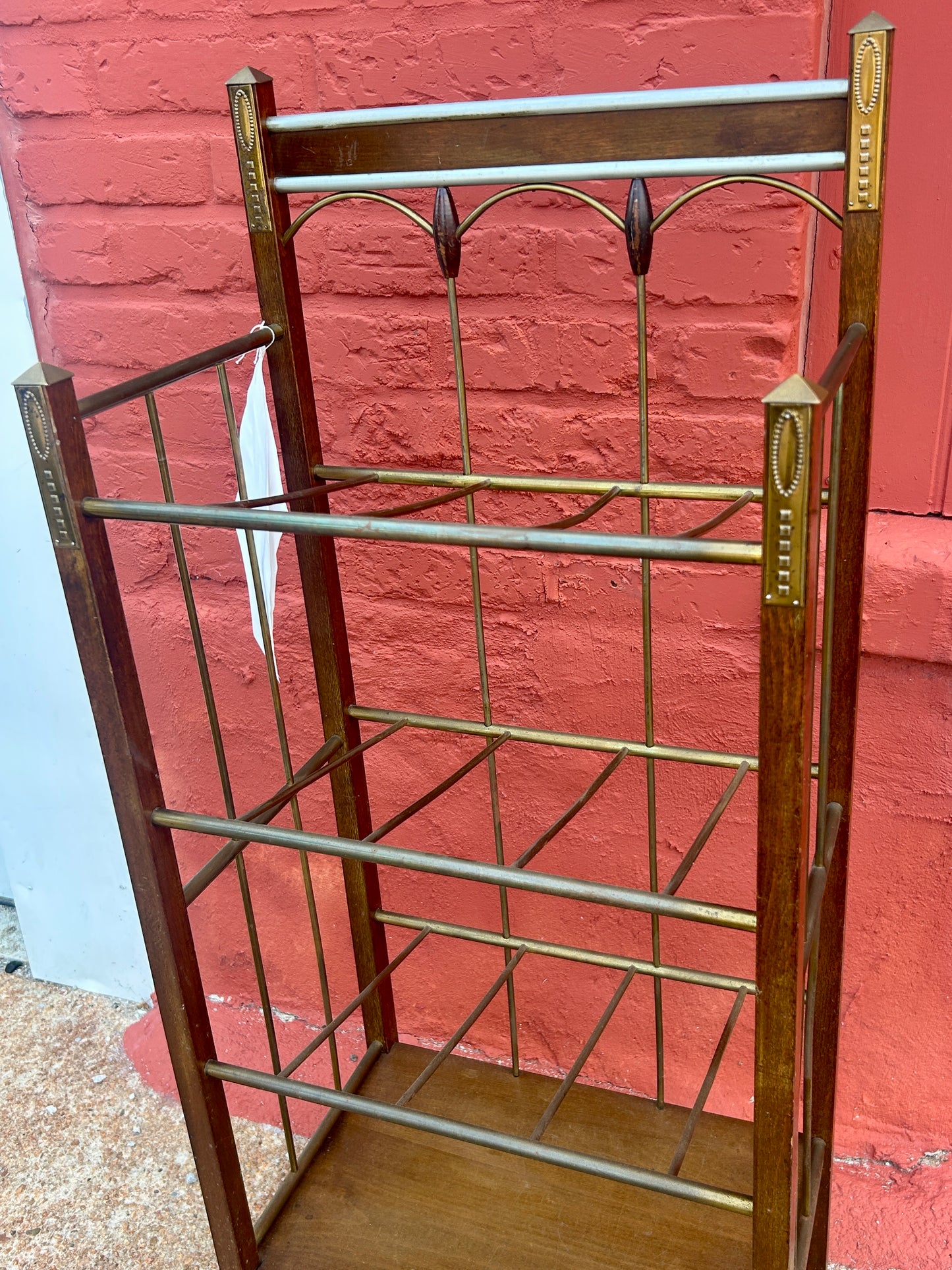 VIENNESE SECESSION MAGAZINE STAND MAHOGANY AND BRASS