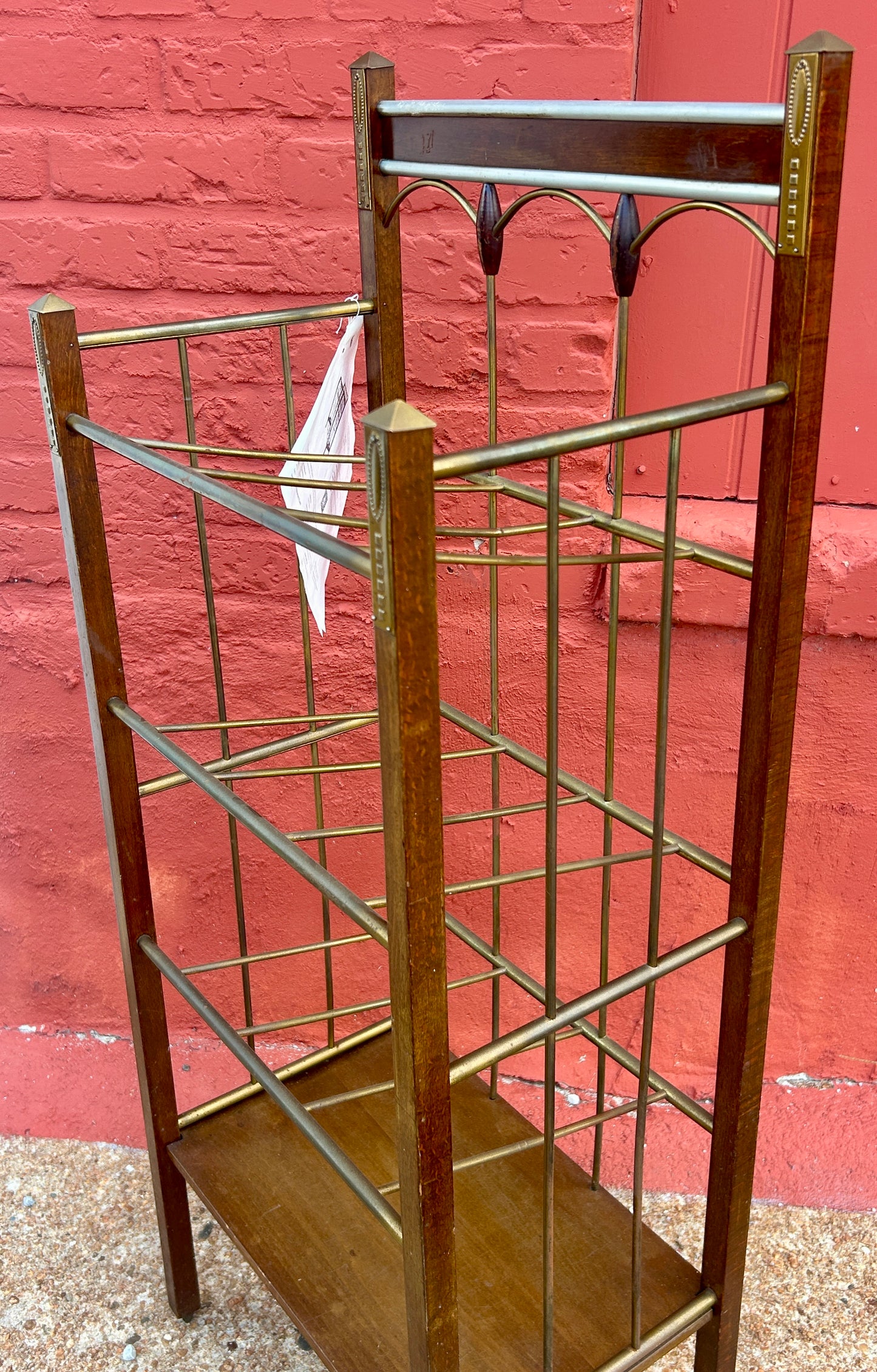 VIENNESE SECESSION MAGAZINE STAND MAHOGANY AND BRASS