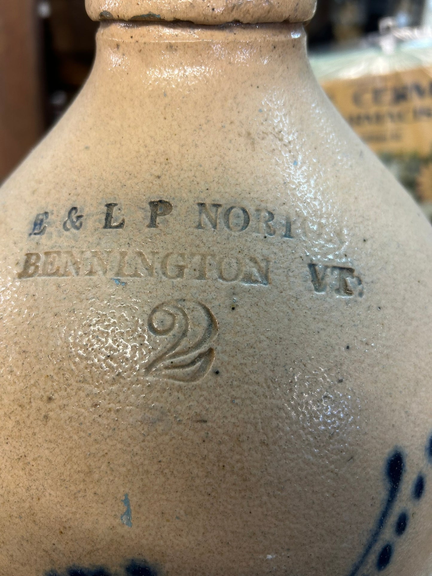 E & L P NORTON BENNINGTON VERMONT 2 GALLON ANTIQUE STONEWARE JUG