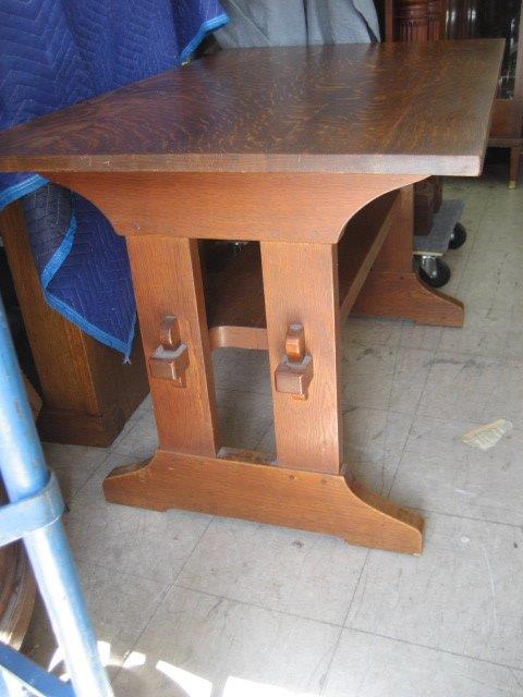 GUSTAV STICKLEY OAK TRESTLE TABLE